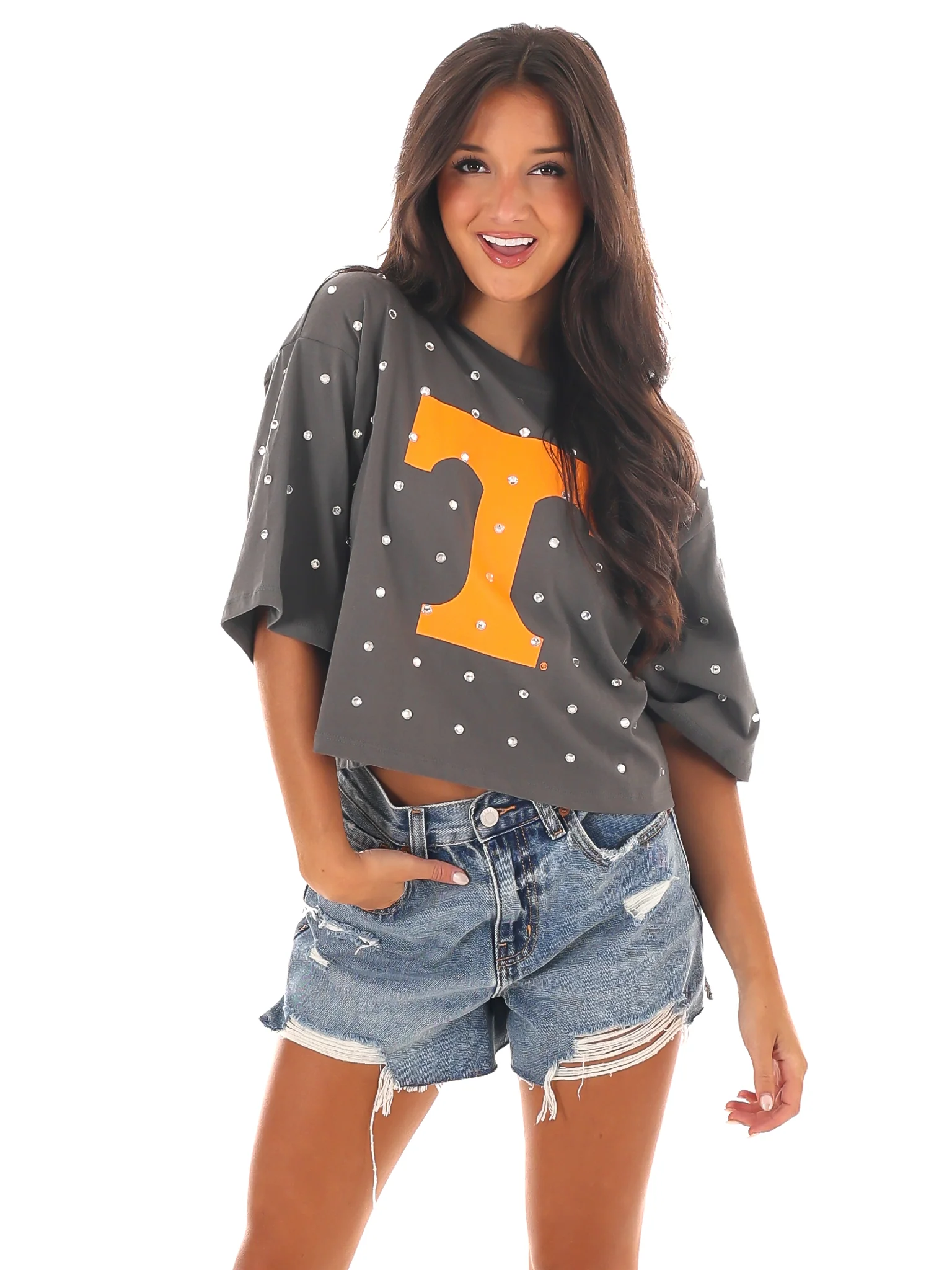 Tennessee Oversized Rhinestone Crop Top - Image 13