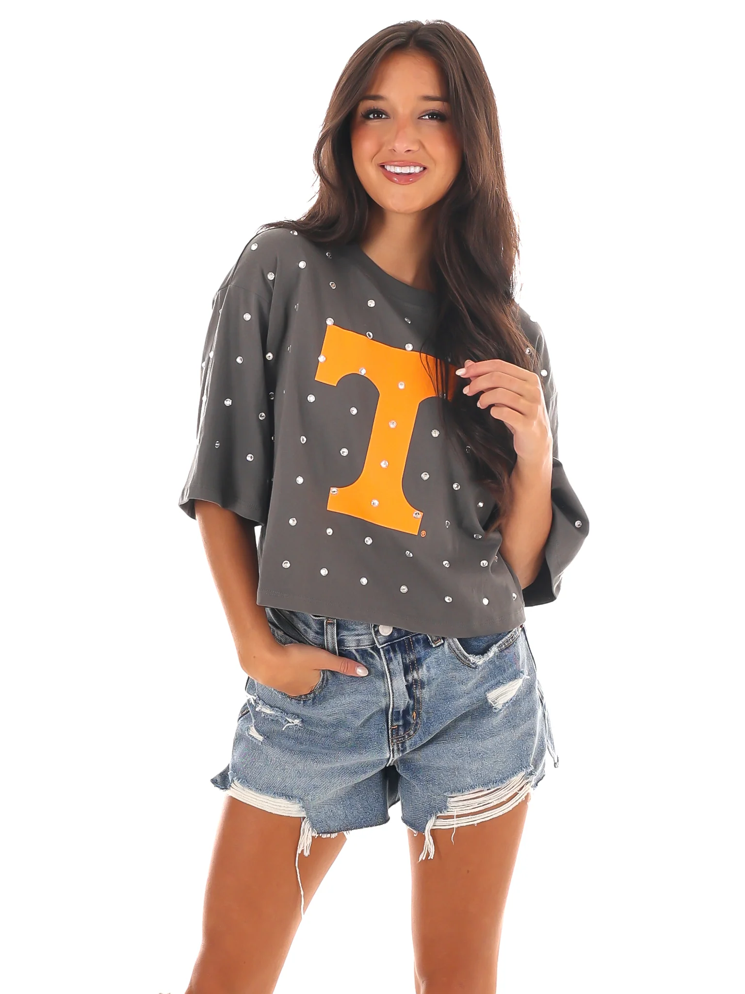 Tennessee Oversized Rhinestone Crop Top - Image 9