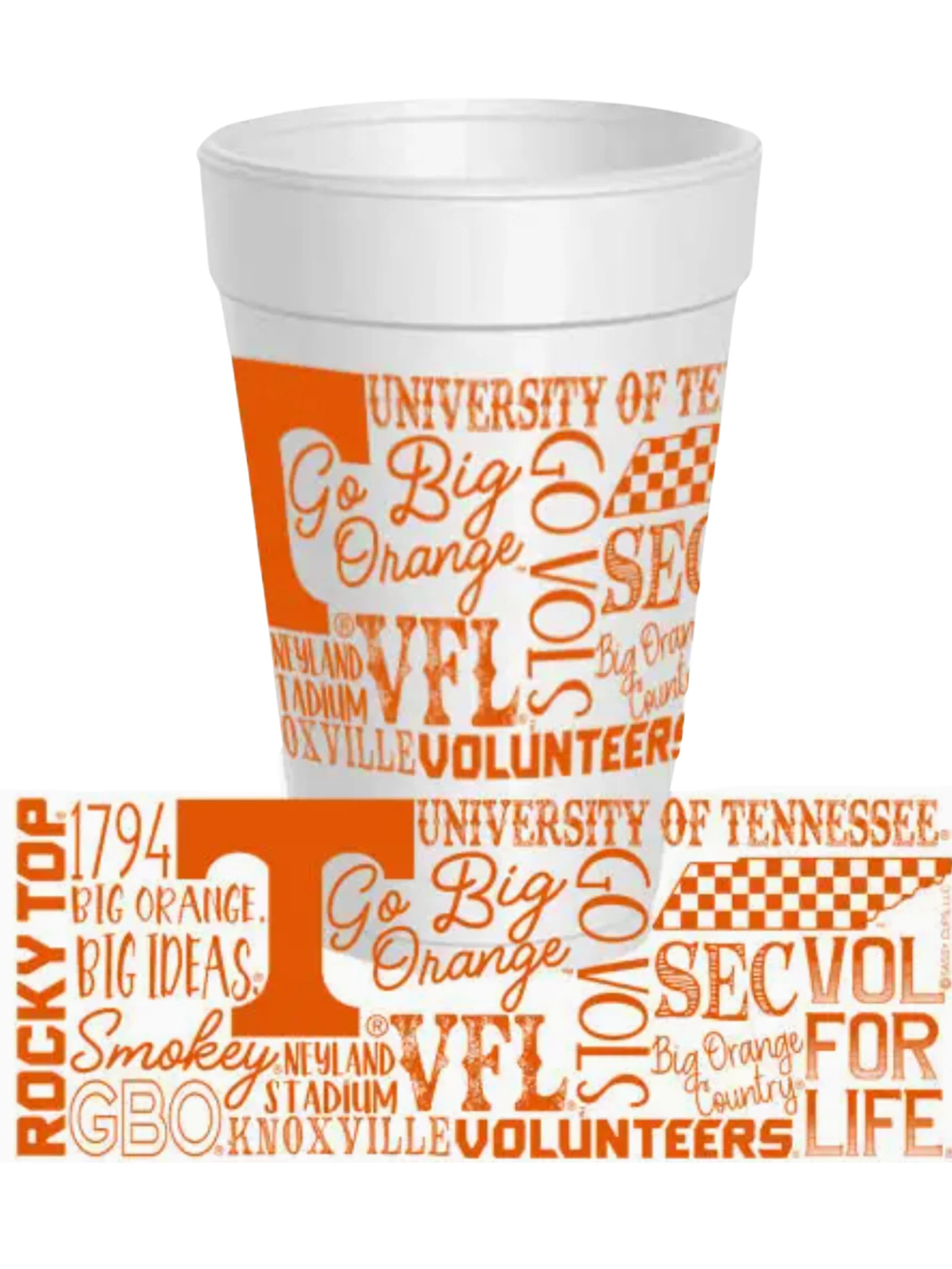 Tennessee Traditions Font Wrap 10 Pack Styrofoam Cups