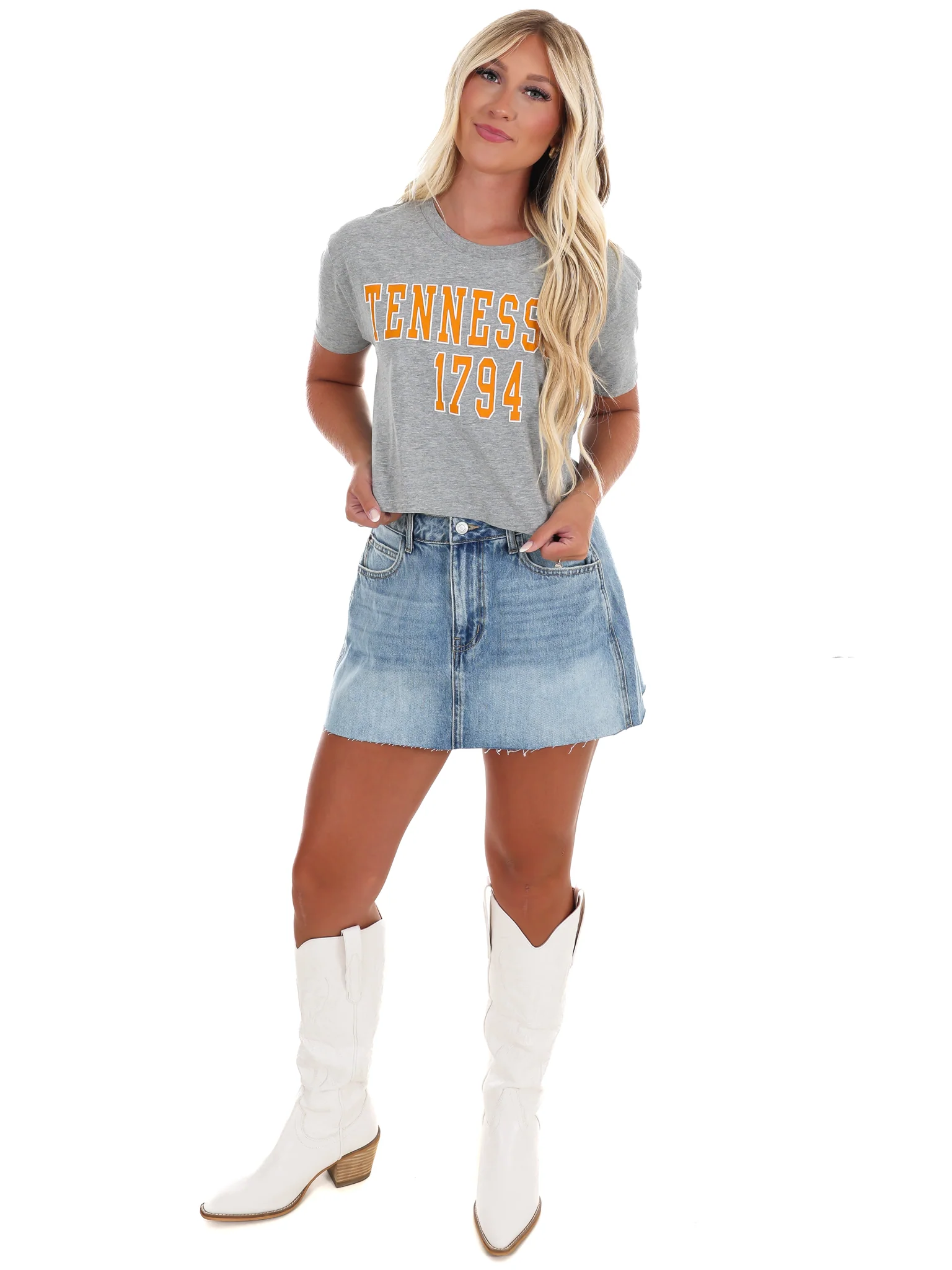 Tennessee Vols College Block Puff Ink Cropped Tee - Image 8