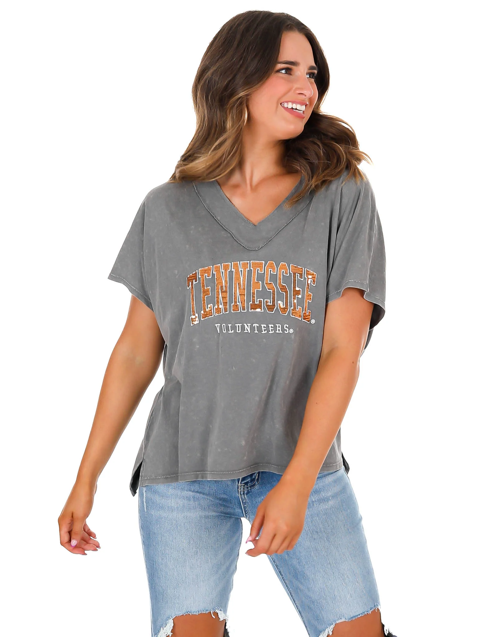 Tennessee Volunteers Faded Wash V-Neck Top - Image 3