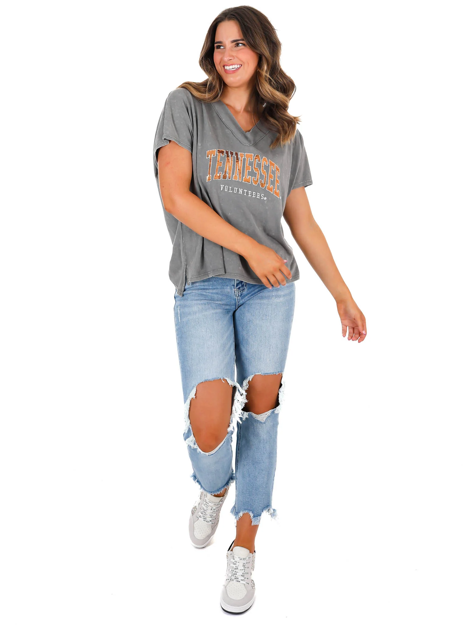 Tennessee Volunteers Faded Wash V-Neck Top - Image 4