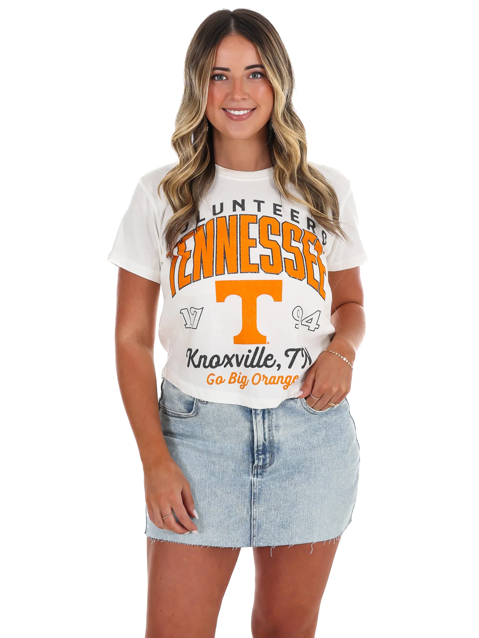 Tennessee Volunteers Power T Vintage Waist Length Top - Image 13