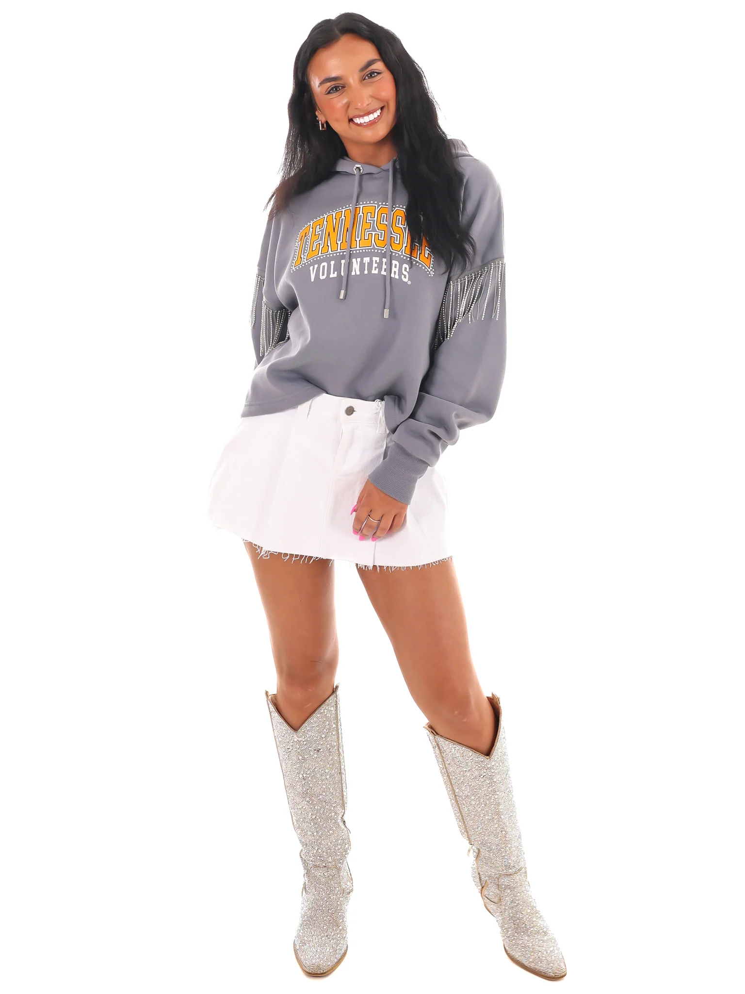 Tennessee Volunteers Rhinestone Fringe Hoodie - Image 12