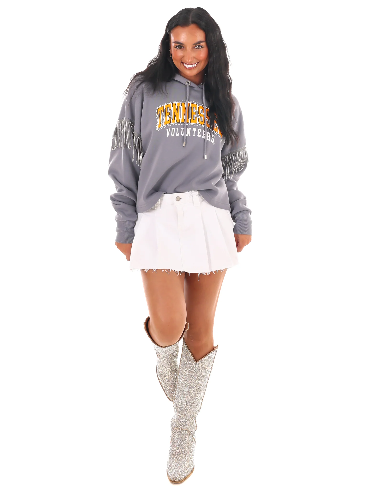 Tennessee Volunteers Rhinestone Fringe Hoodie - Image 14