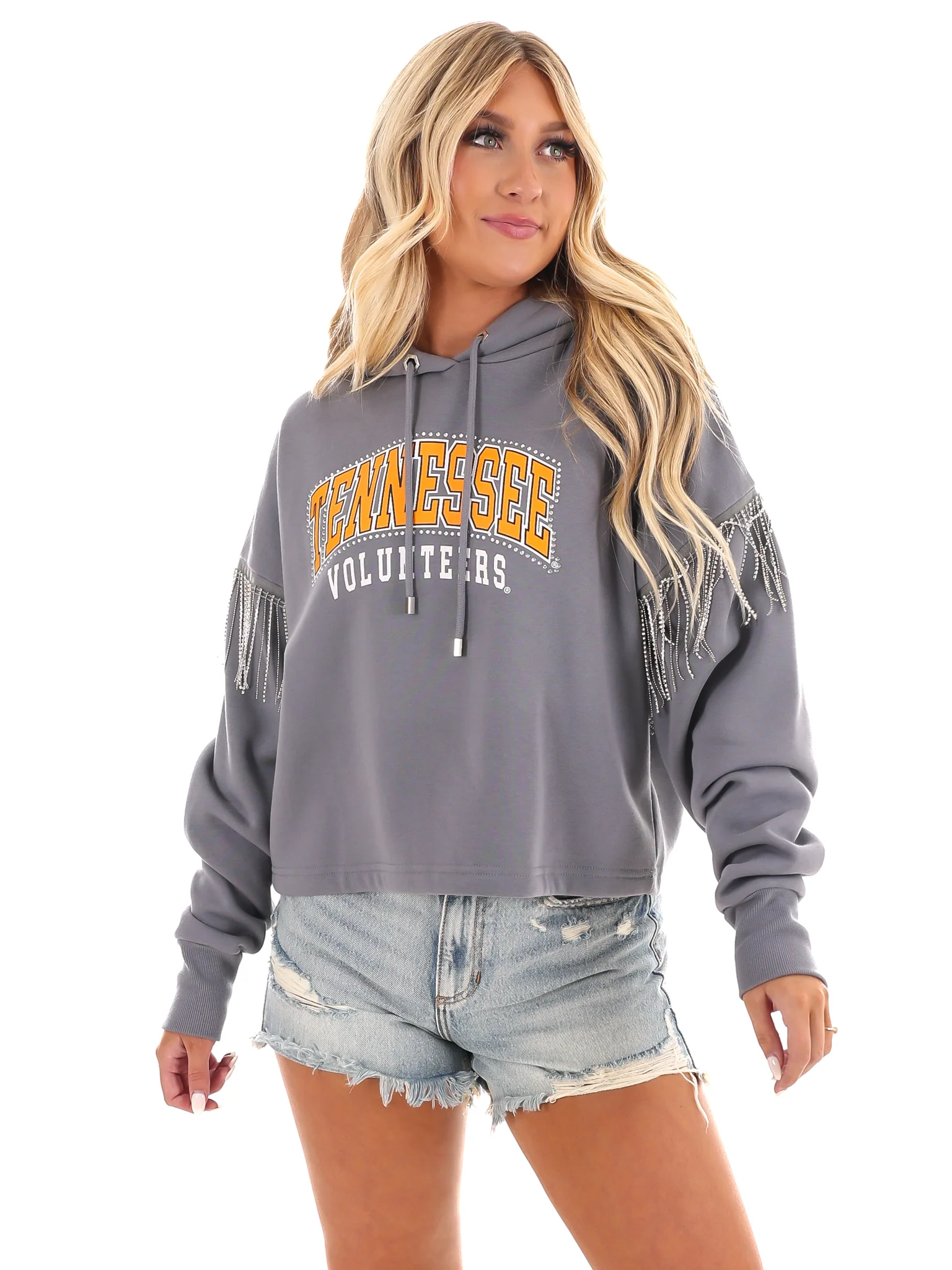 Tennessee Volunteers Rhinestone Fringe Hoodie - Image 3