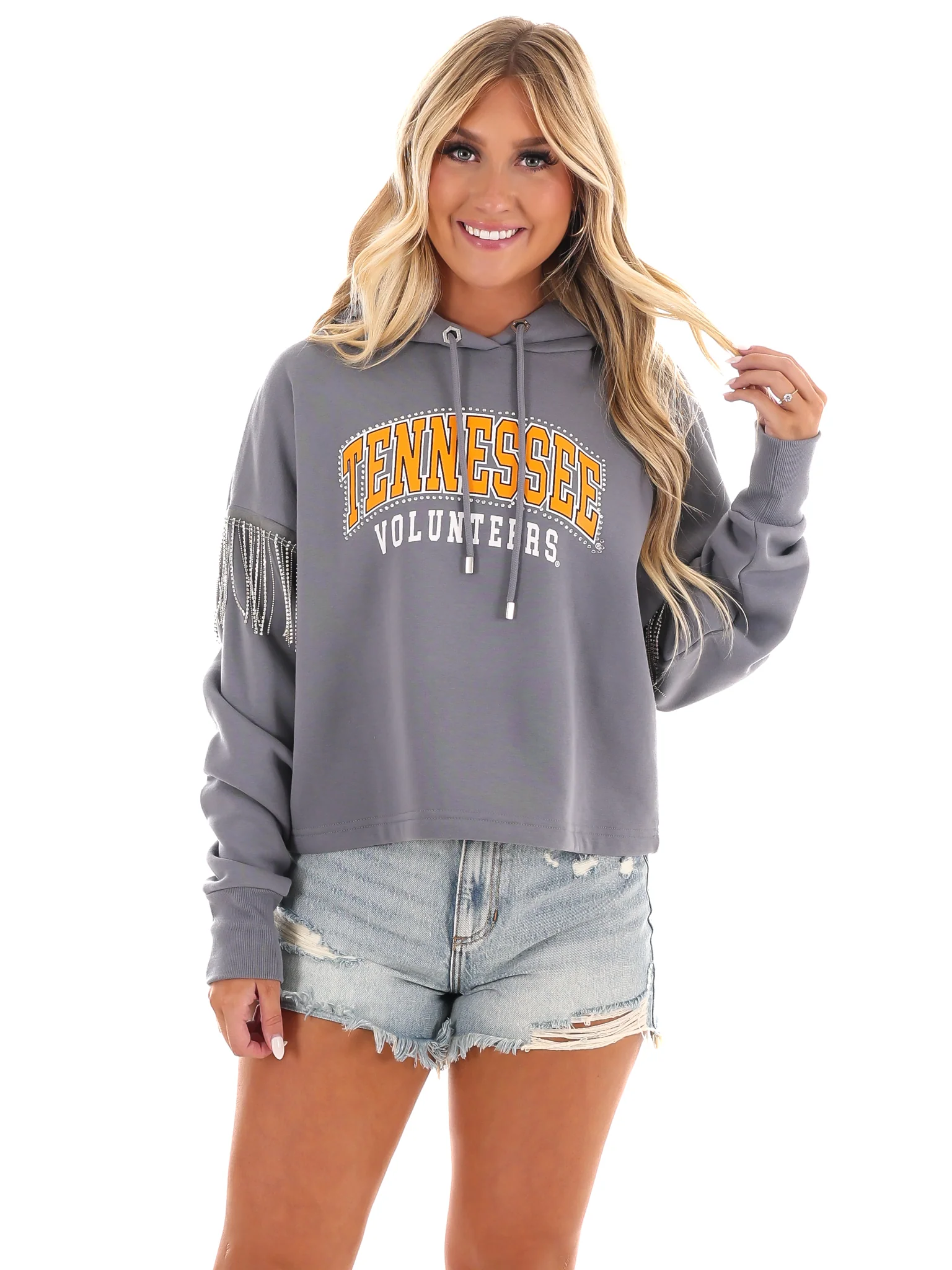 Tennessee Volunteers Rhinestone Fringe Hoodie - Image 5