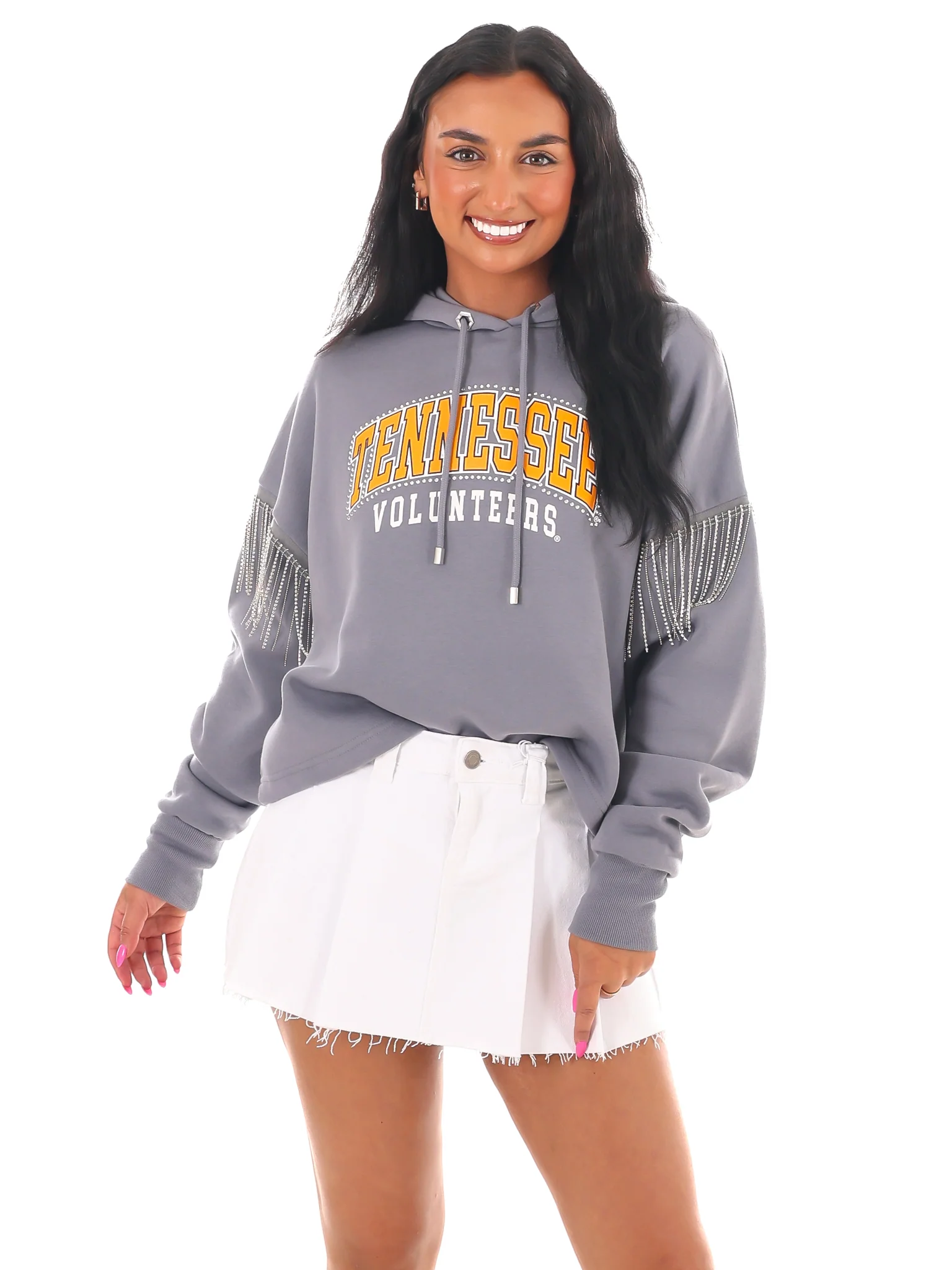 Tennessee Volunteers Rhinestone Fringe Hoodie - Image 9