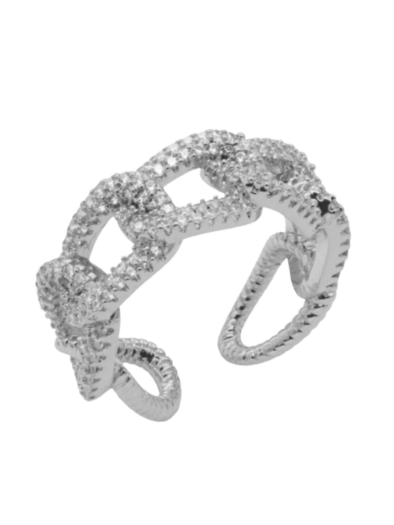 Textured CZ Chainlink Adjustable Ring - Image 2