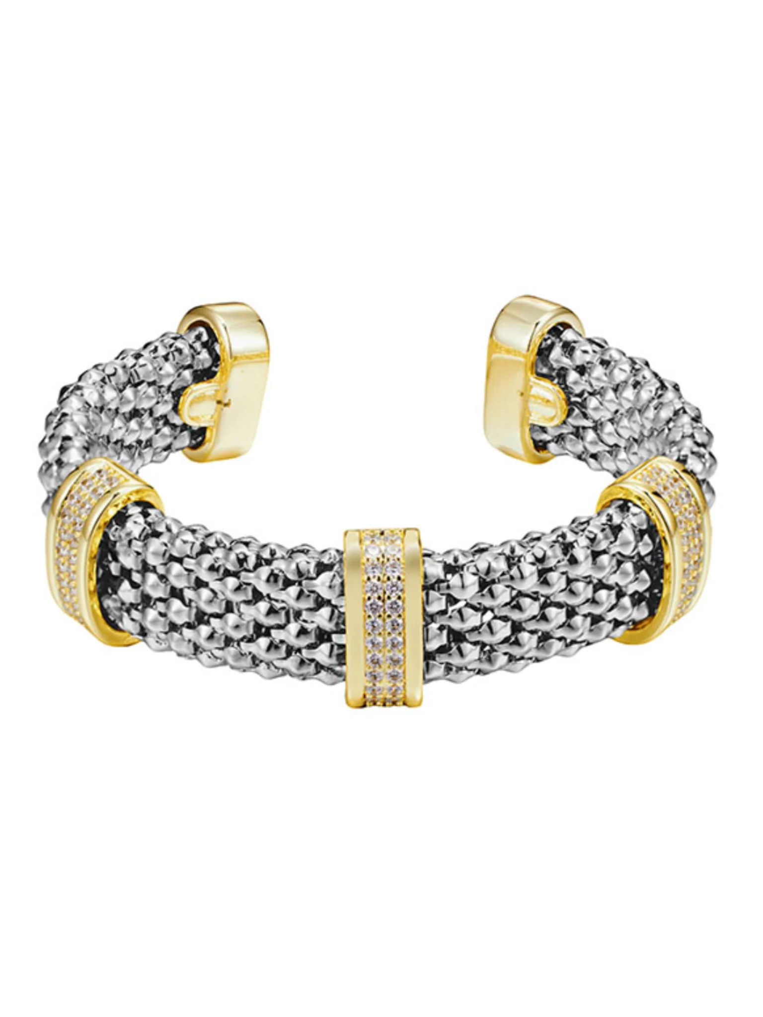 Textured Rhinestone Cuff Bracelet - Image 2