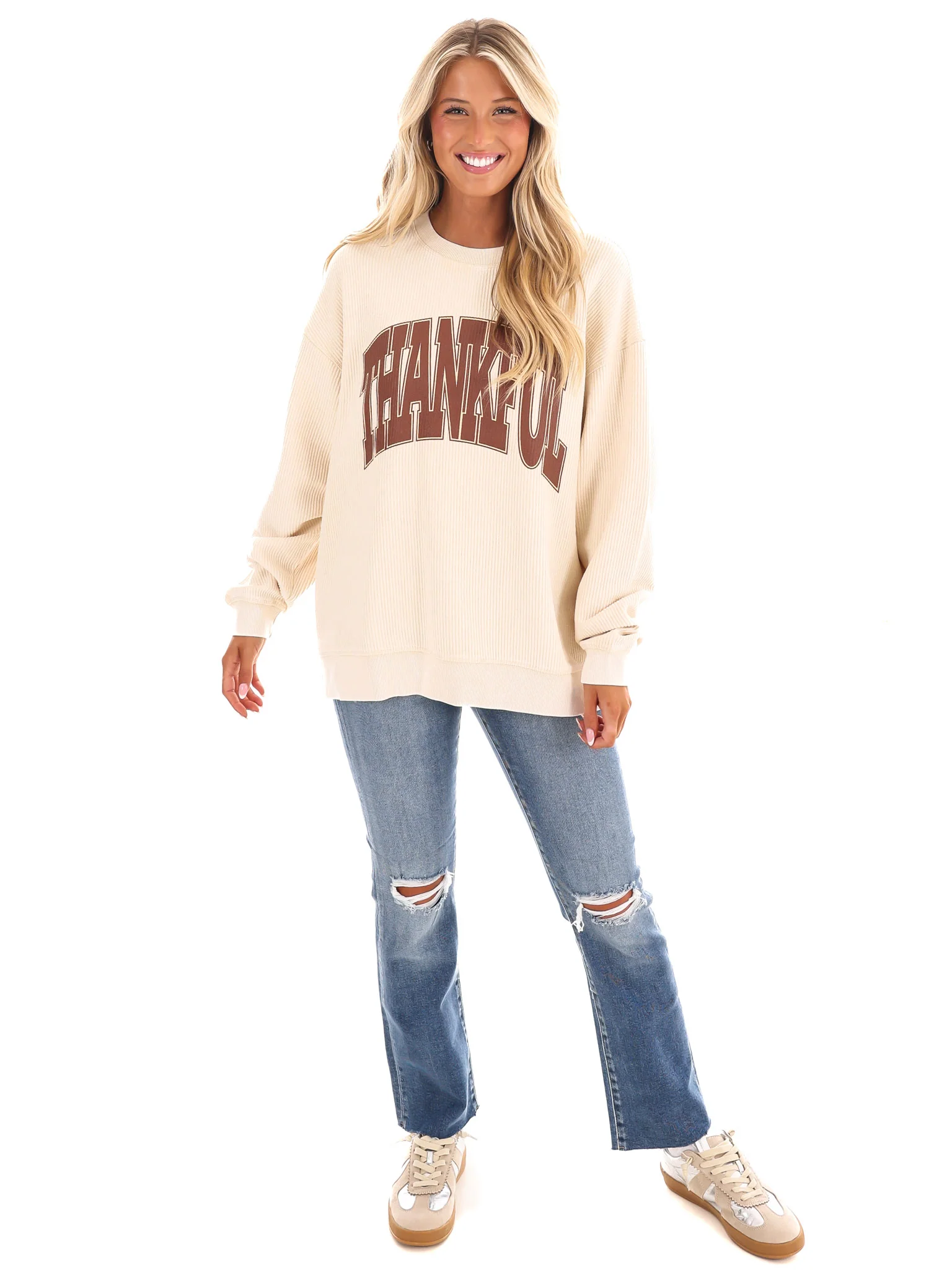 Thankful Corded Crew Sweatshirt - Image 2