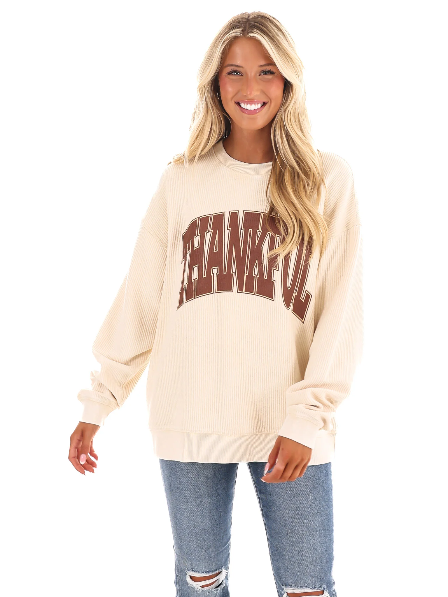 Thankful Corded Crew Sweatshirt - Image 3