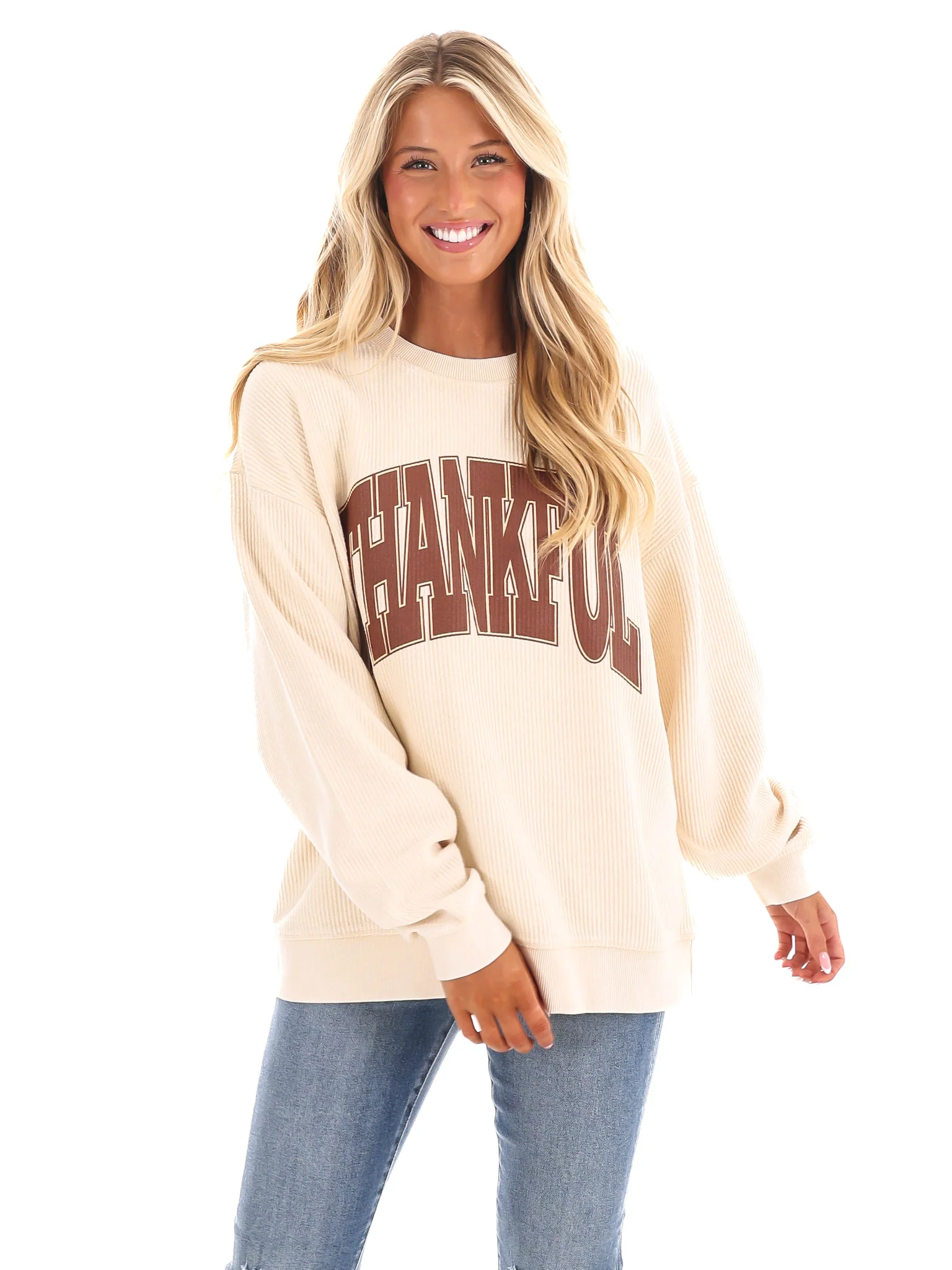 Thankful Corded Crew Sweatshirt - Image 4