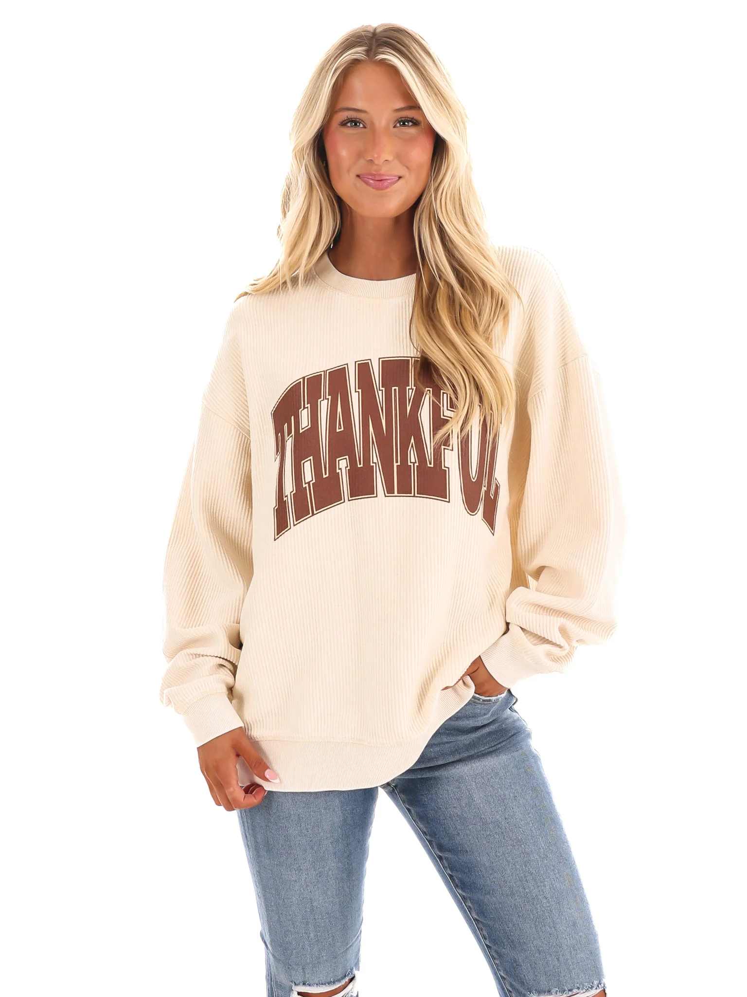 Thankful Corded Crew Sweatshirt - Image 7