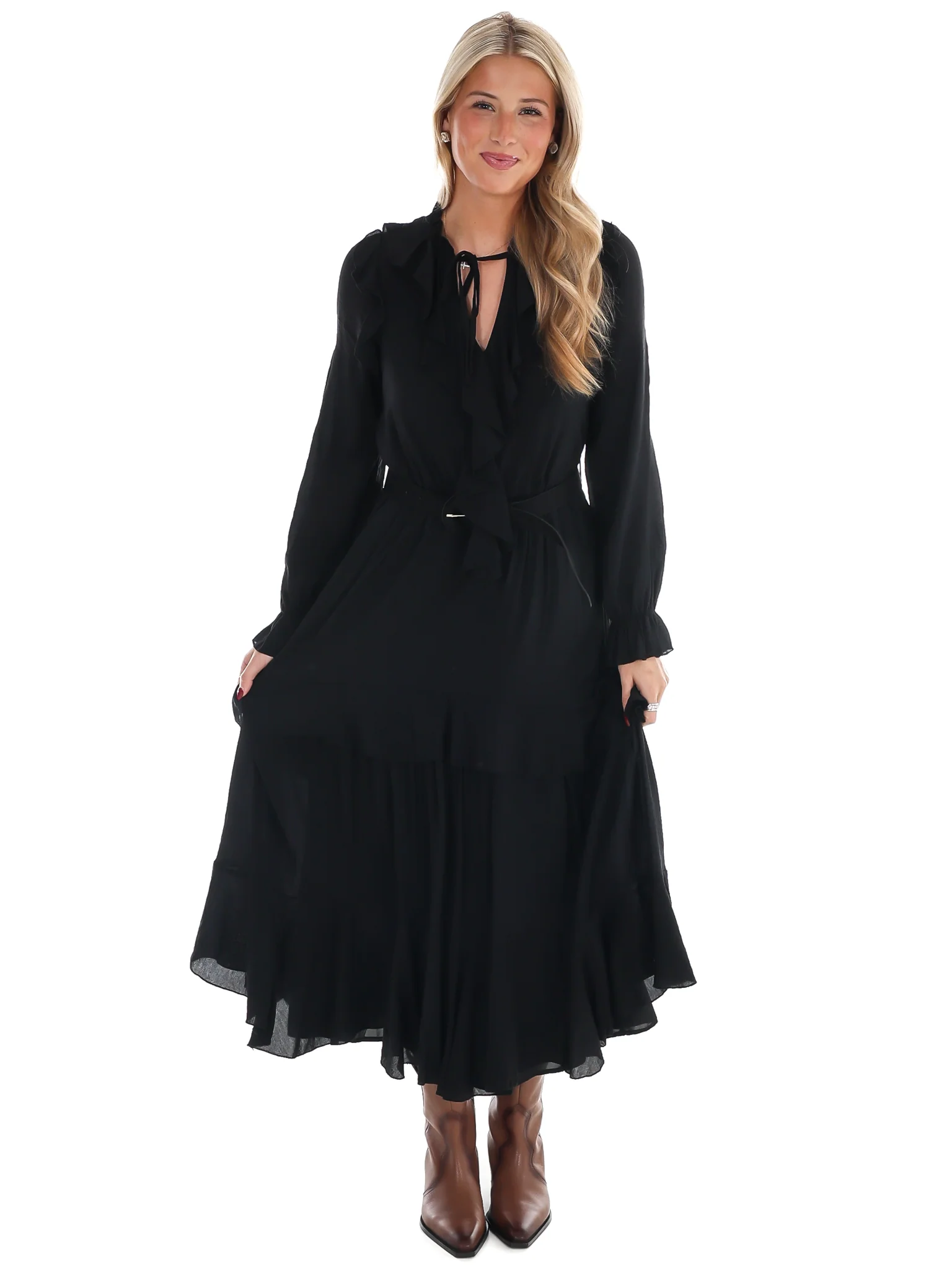 The Belted Ruffled Maxi Dress - Image 2