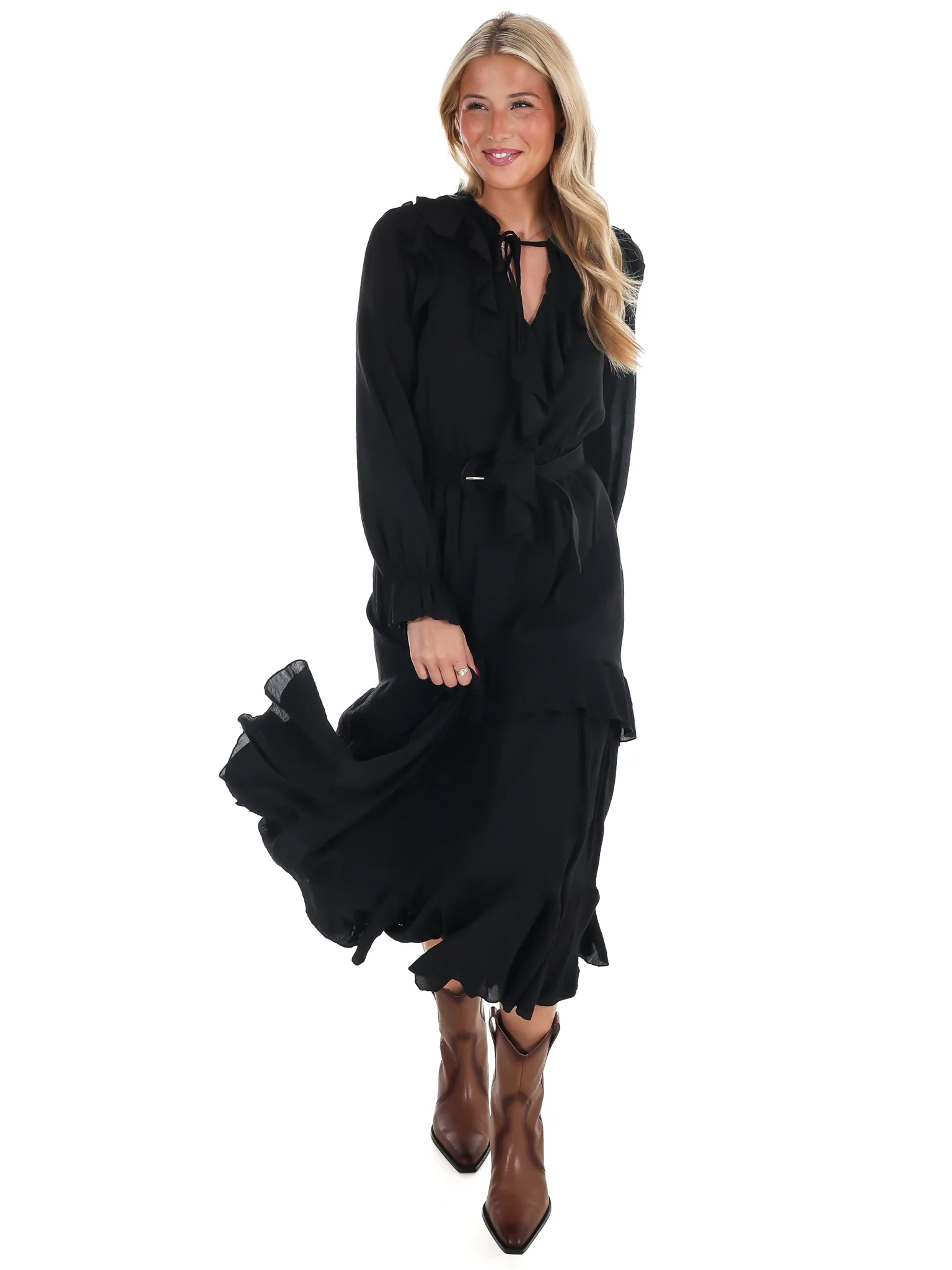 The Belted Ruffled Maxi Dress - Image 4