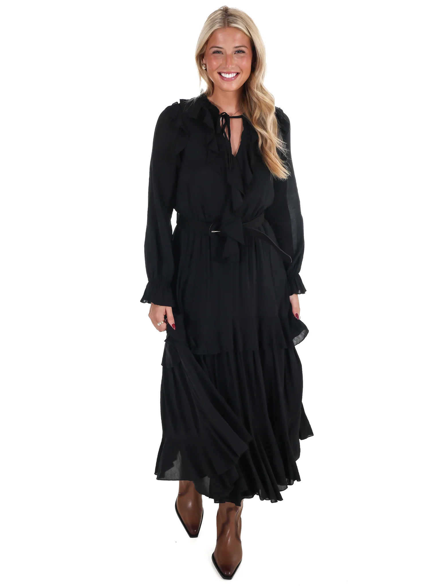The Belted Ruffled Maxi Dress - Image 5