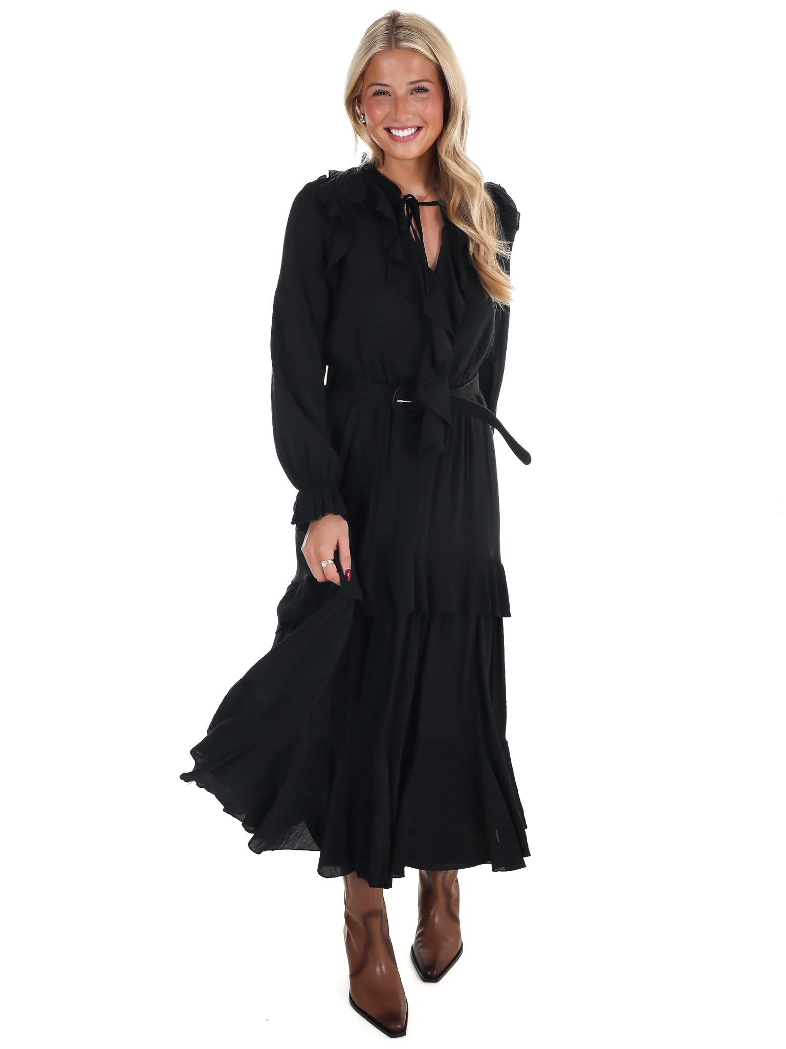 The Belted Ruffled Maxi Dress - Image 6