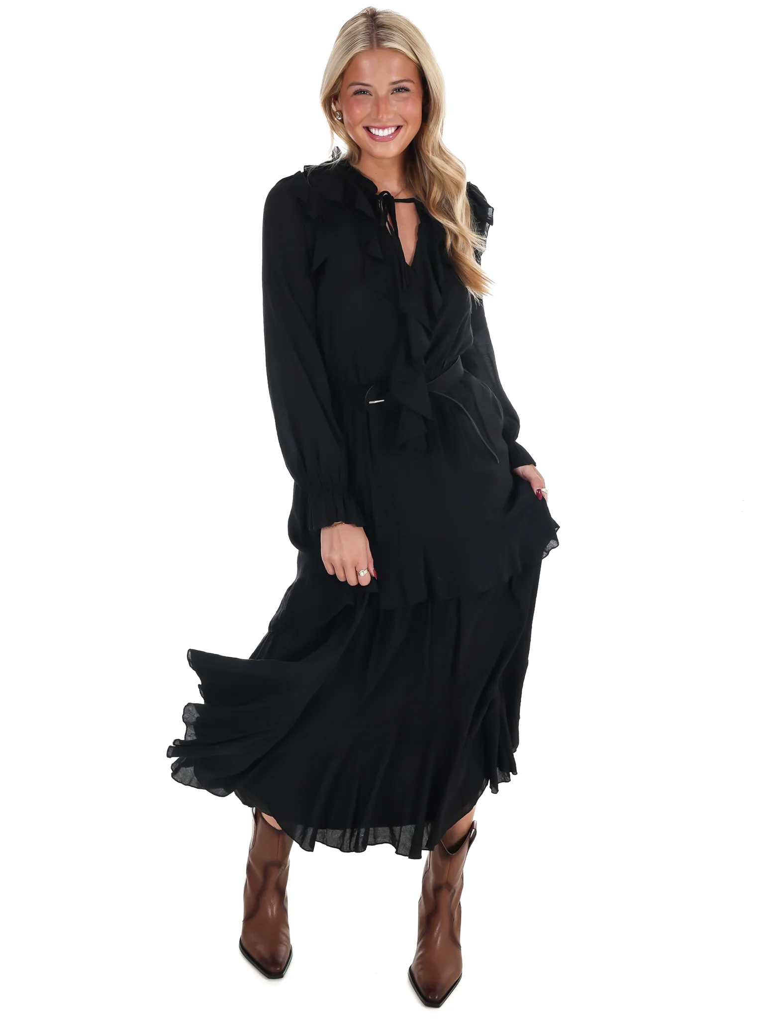 The Belted Ruffled Maxi Dress - Image 7