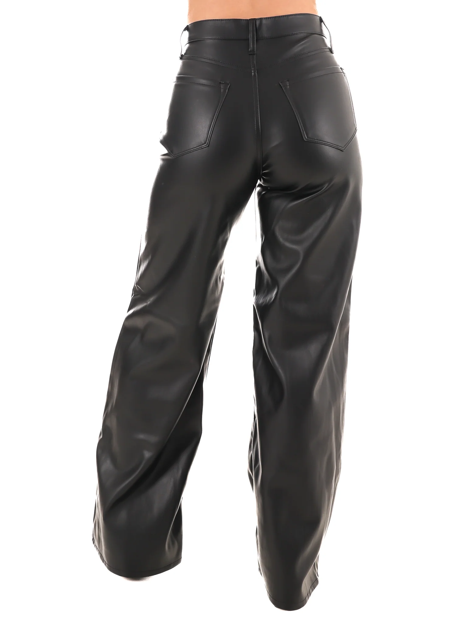 The Elevated High Rise Wide-Leg Leather Pants - Image 3