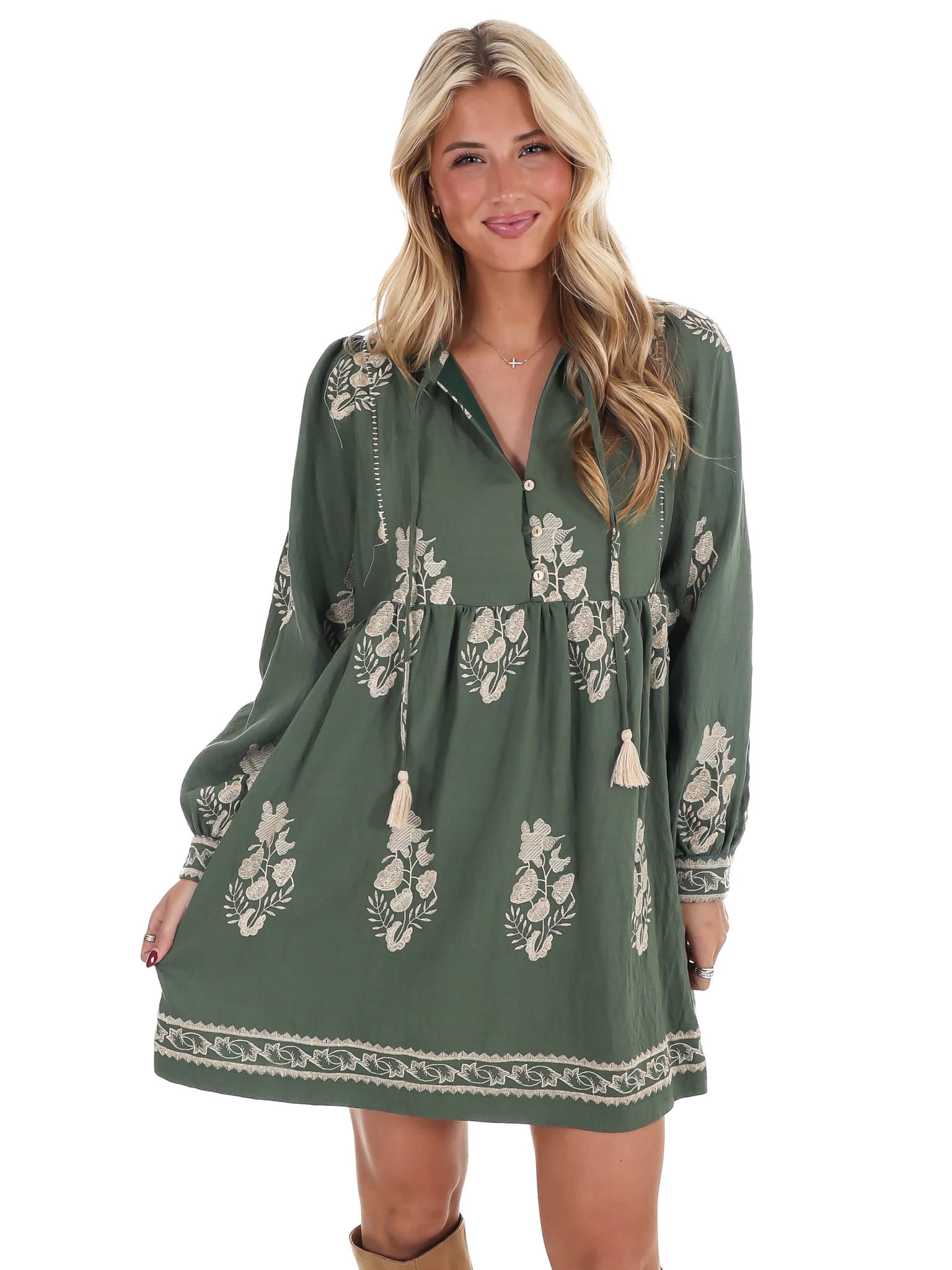 The Way it Goes Embroidered Mini Dress - Image 3