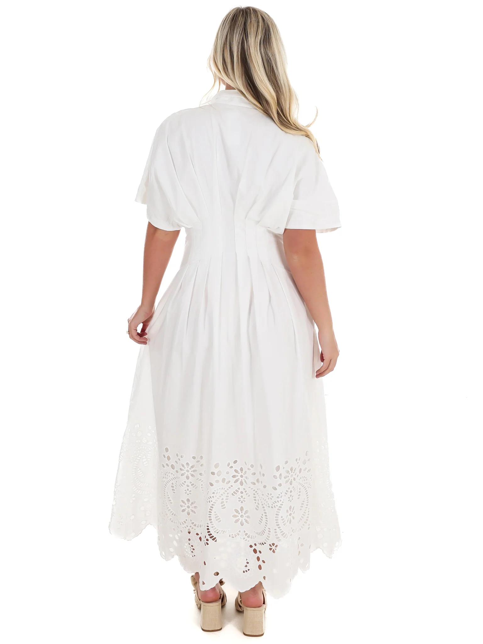 Think On It Embroidered Eyelet Midi Dress - Image 7