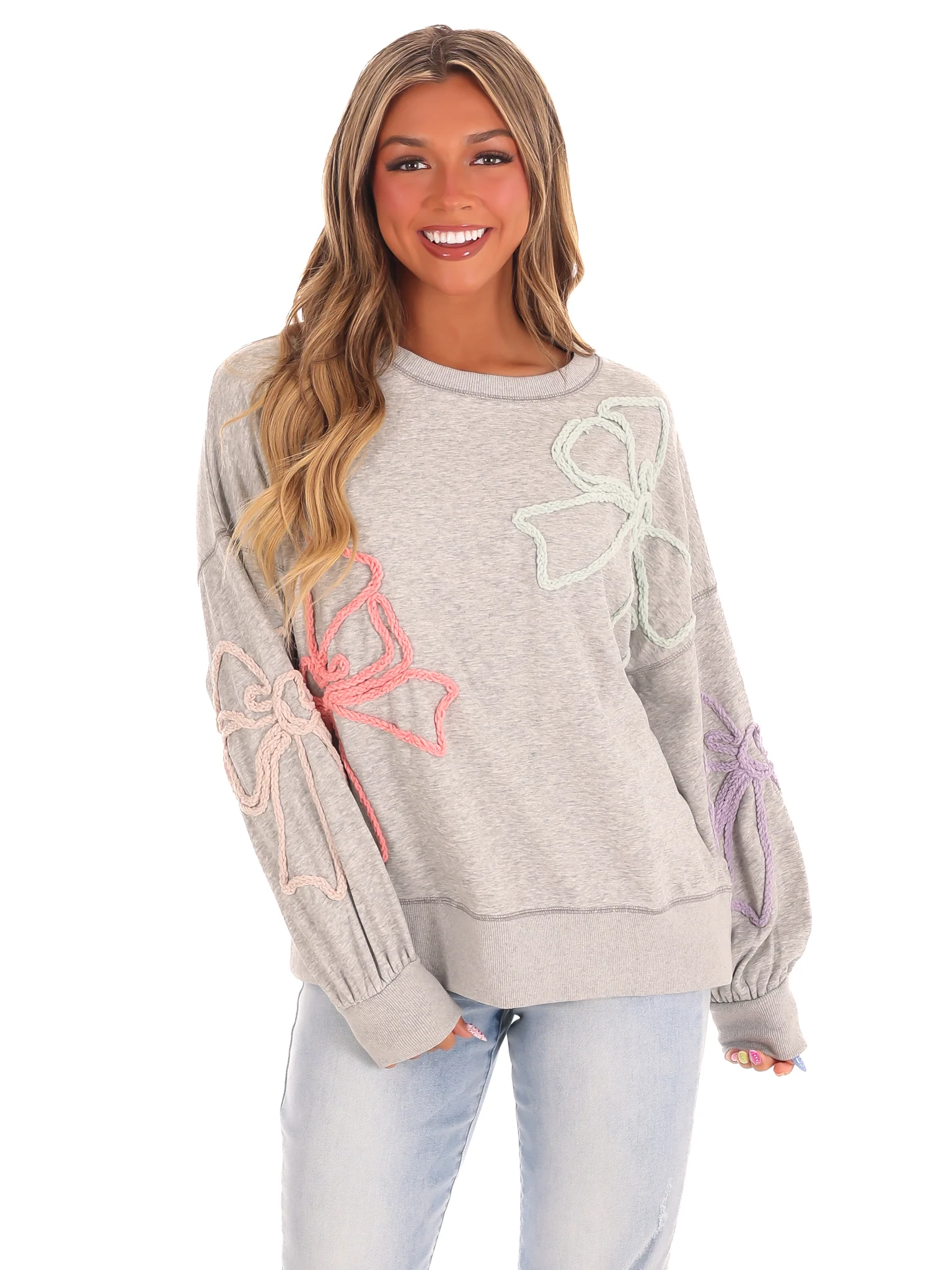Thread Embroidery Oversized Sweatshirt - Image 3
