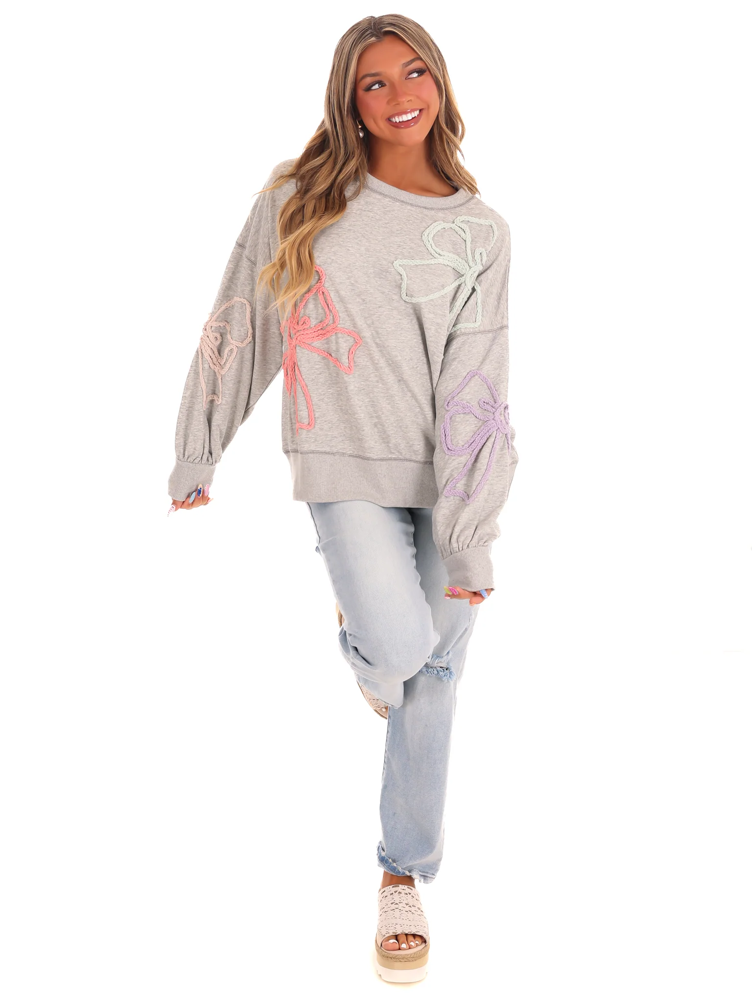 Thread Embroidery Oversized Sweatshirt - Image 4