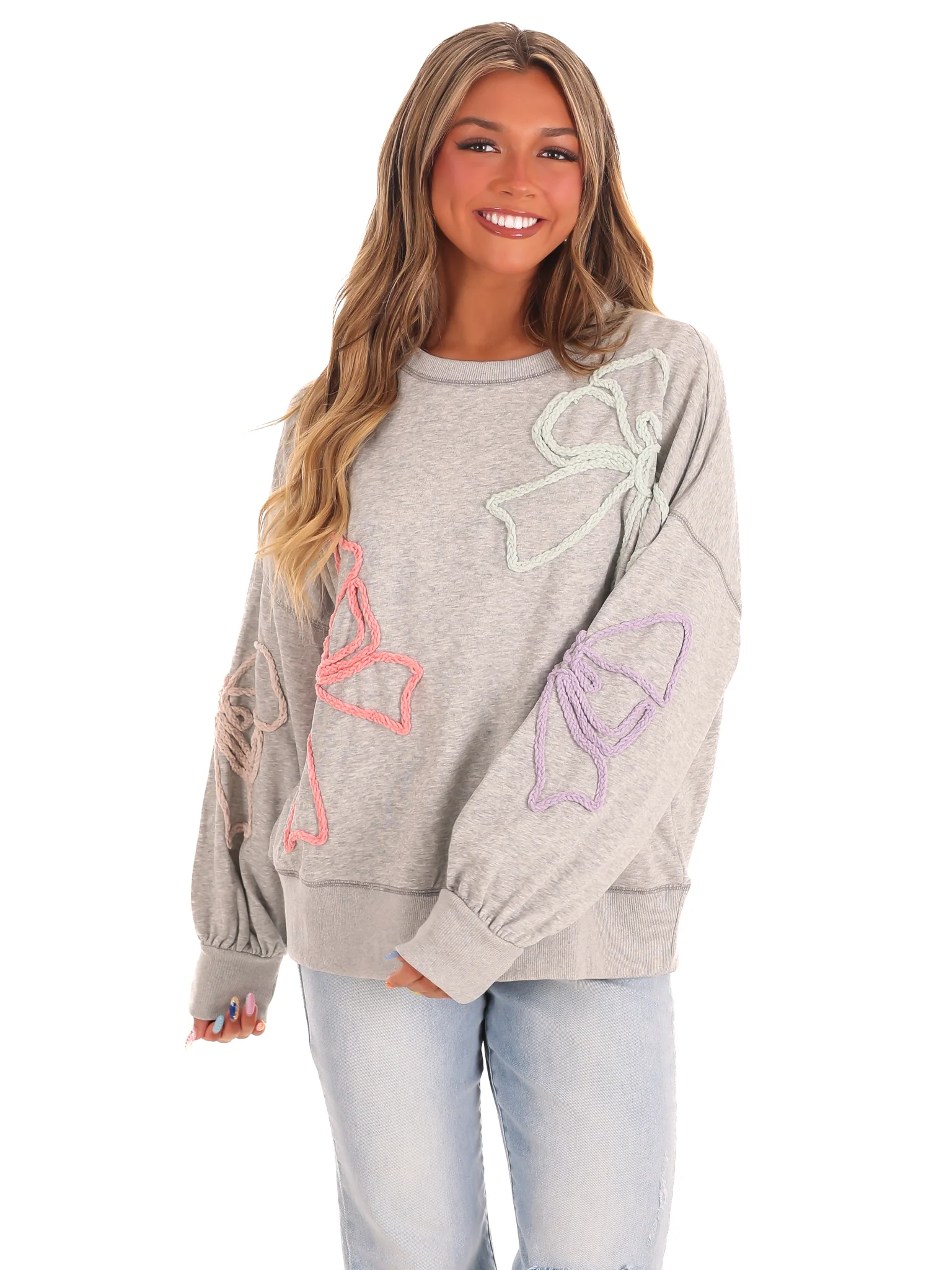 Thread Embroidery Oversized Sweatshirt - Image 5