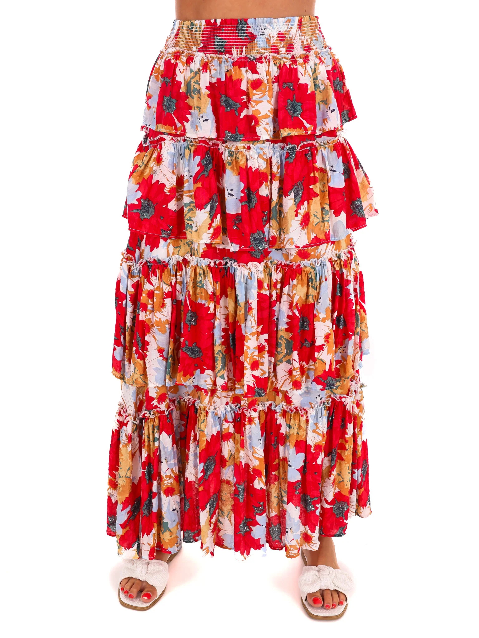 Ticket to Paradise Floral Tiered Maxi Skirt - Image 3