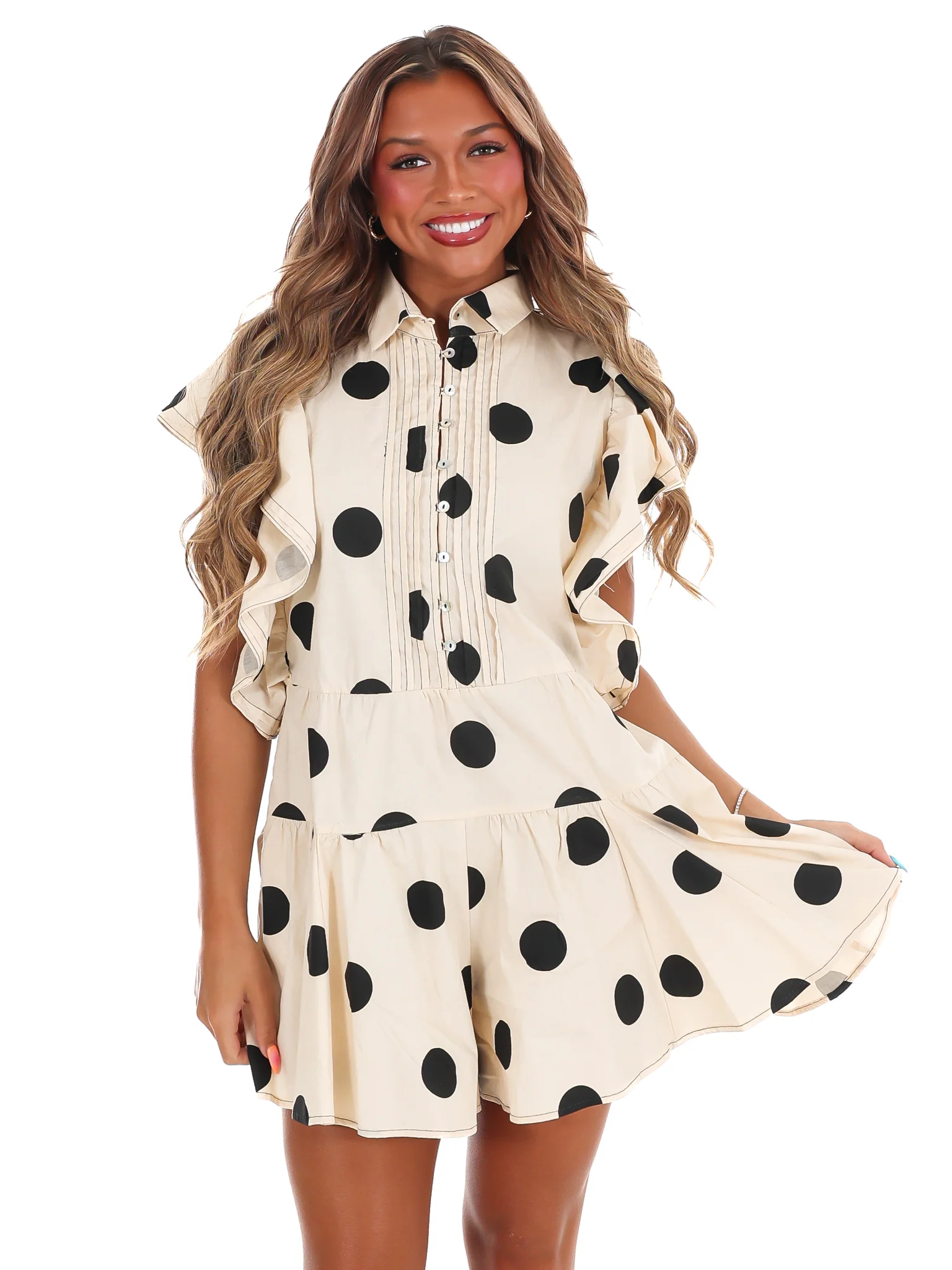 Tour the Town Polka Dot Ruffled Romper - Image 3