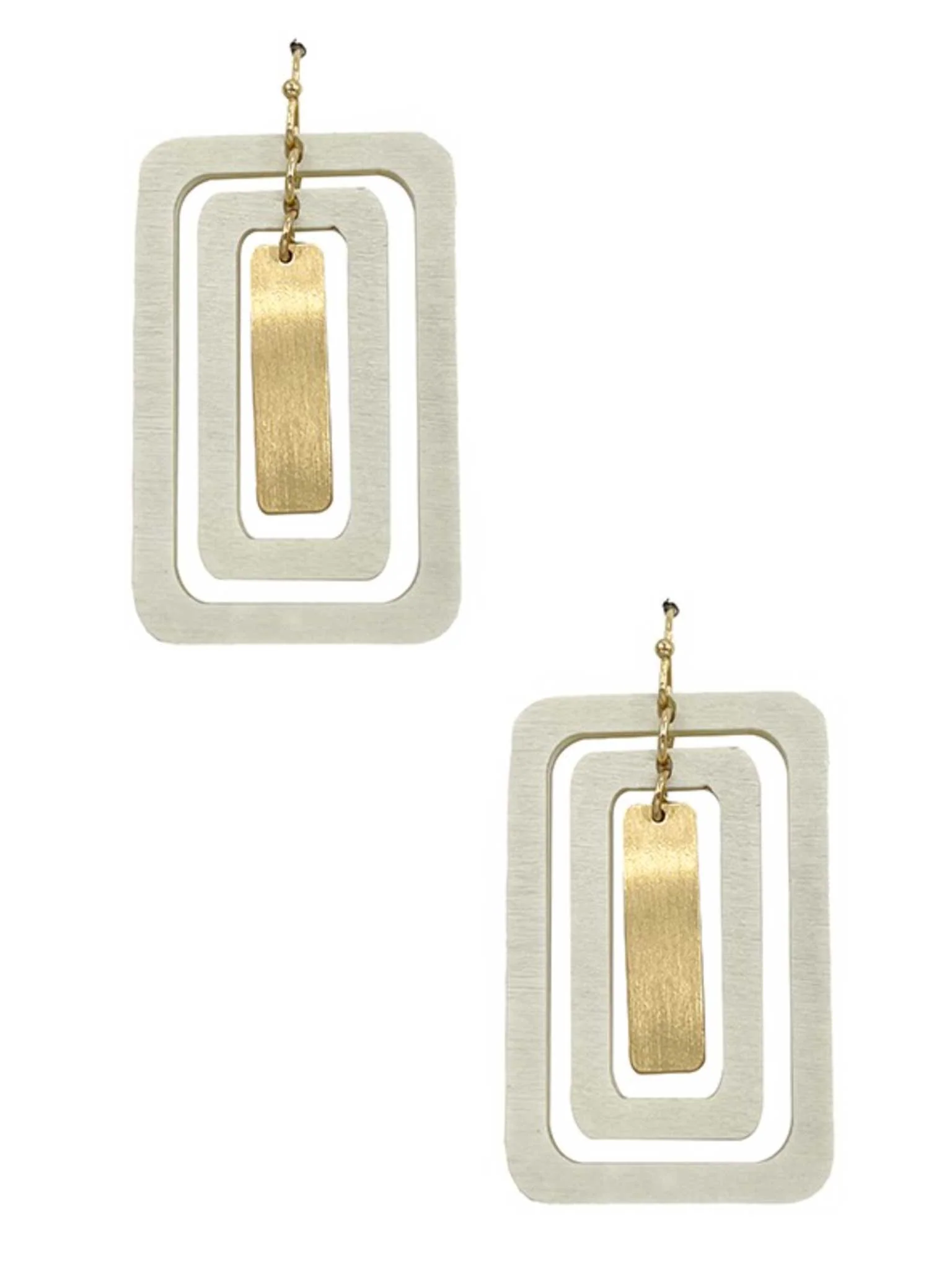 Triple Layered Square Earrings - Image 2