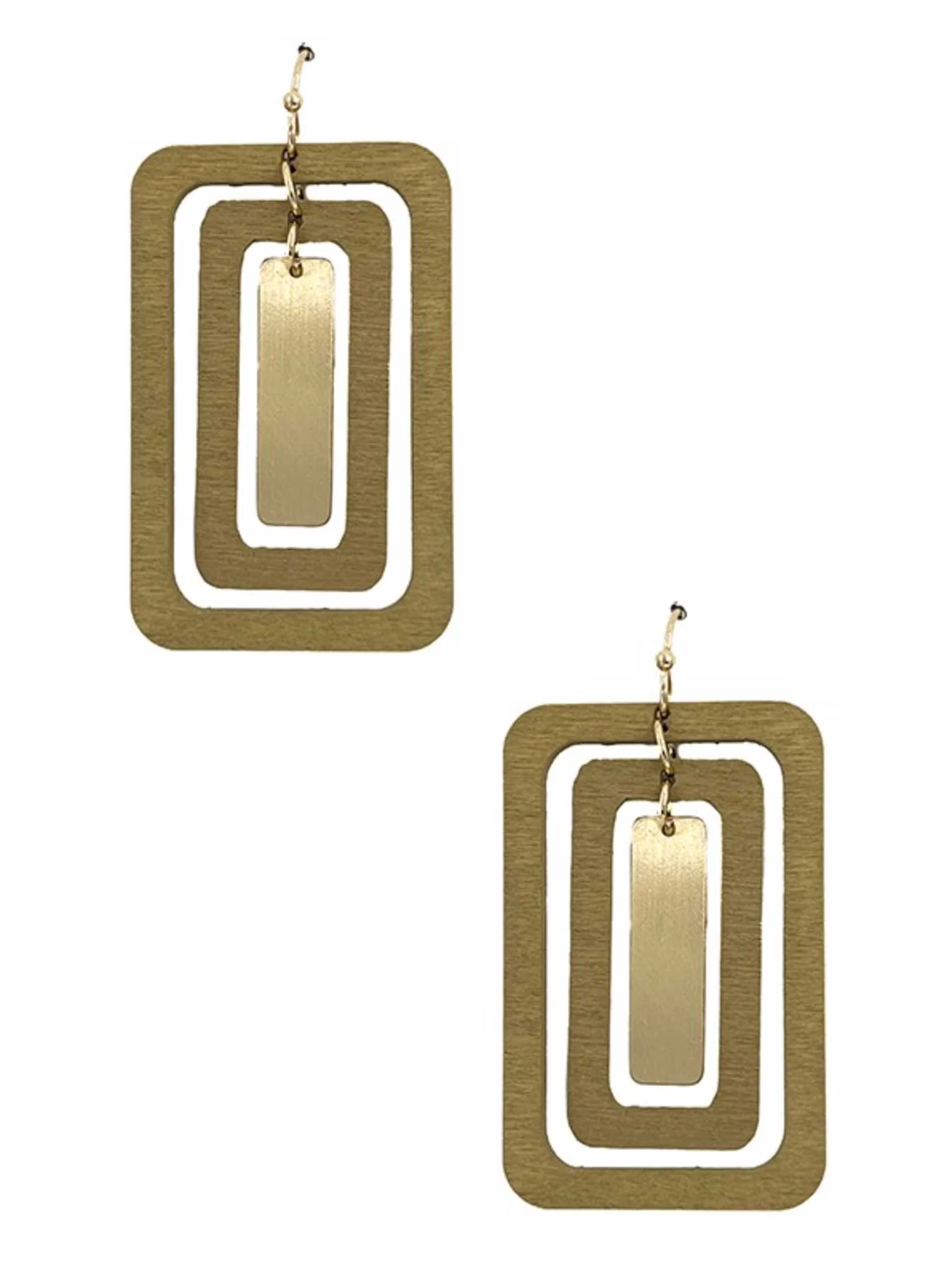 Triple Layered Square Earrings - Image 3