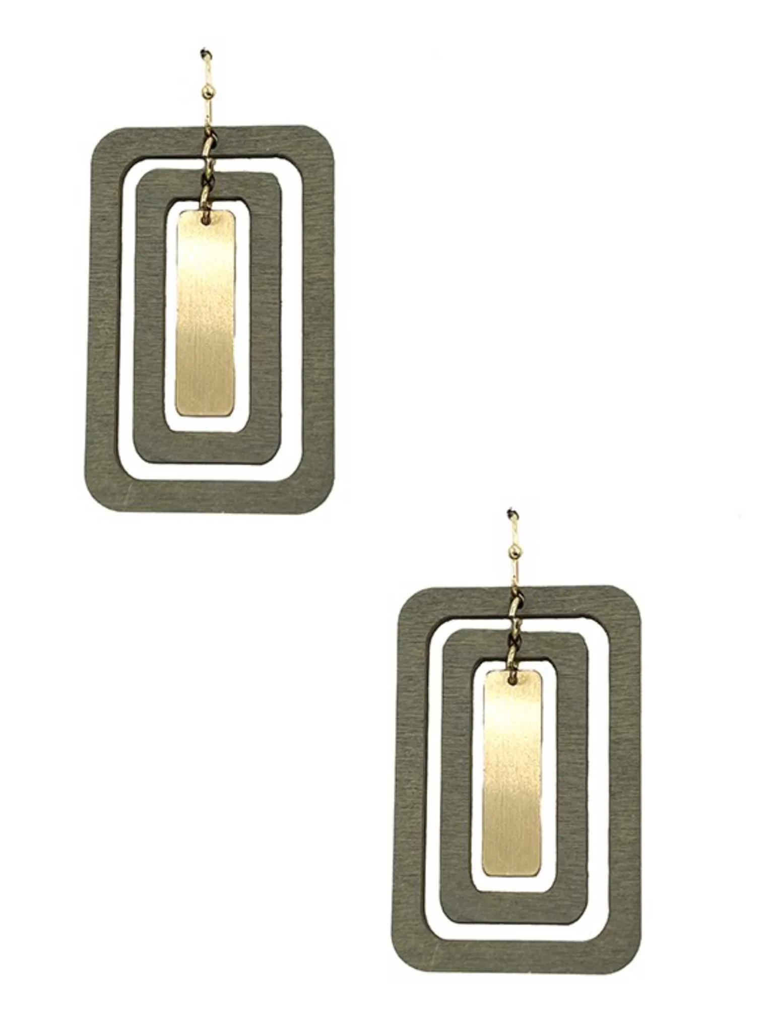 Triple Layered Square Earrings - Image 4