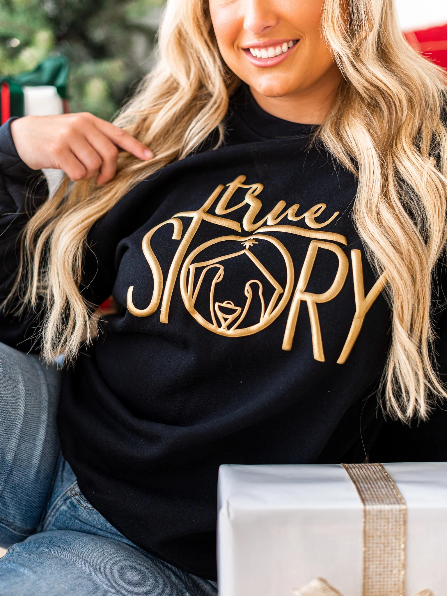True Story Metallic Puff Sweatshirt - Image 3