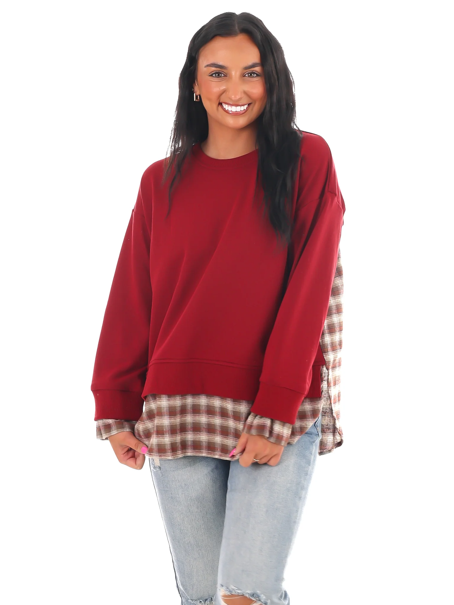 True to Me Plaid Contrast Top - Image 10