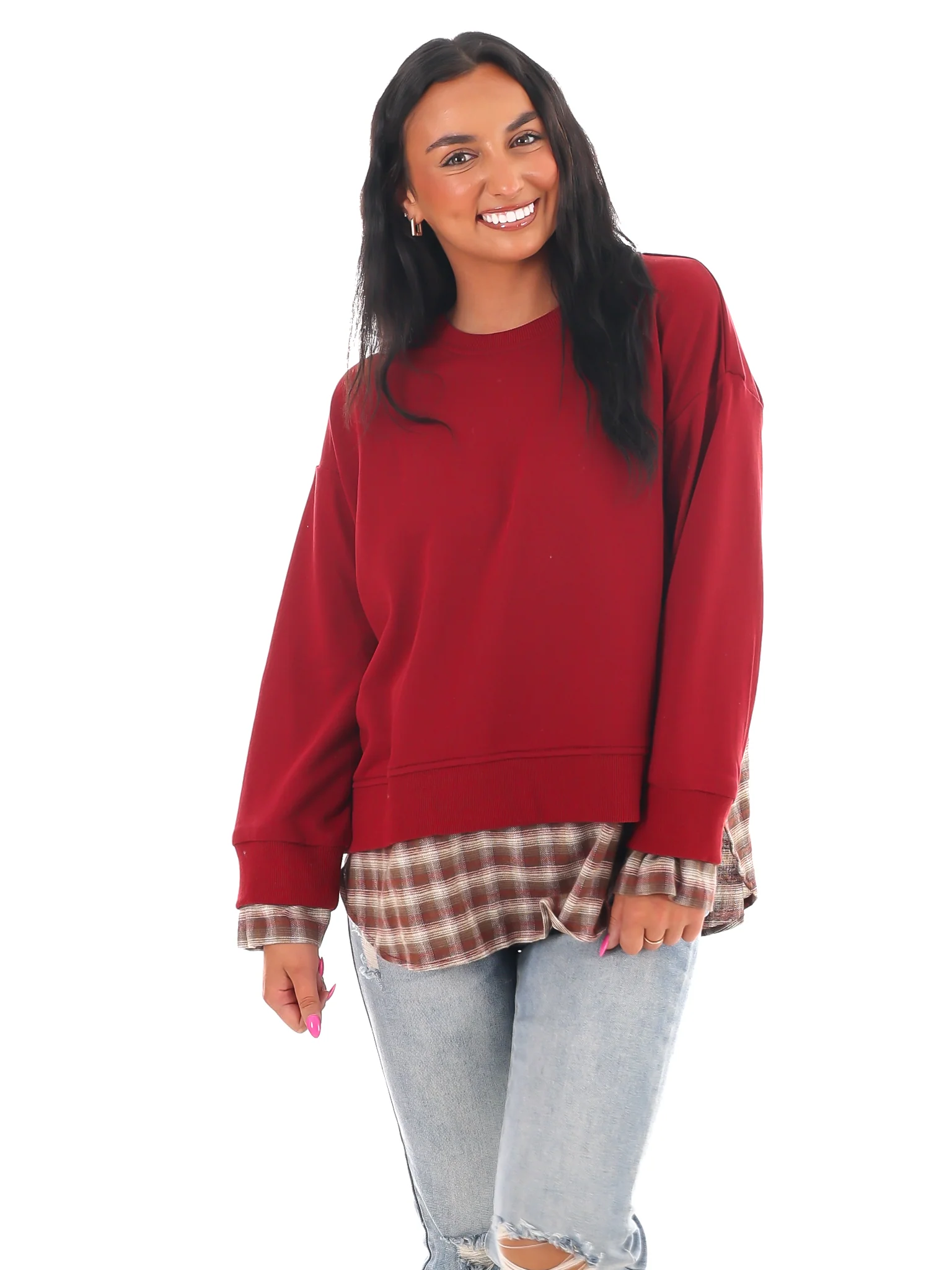 True to Me Plaid Contrast Top - Image 8