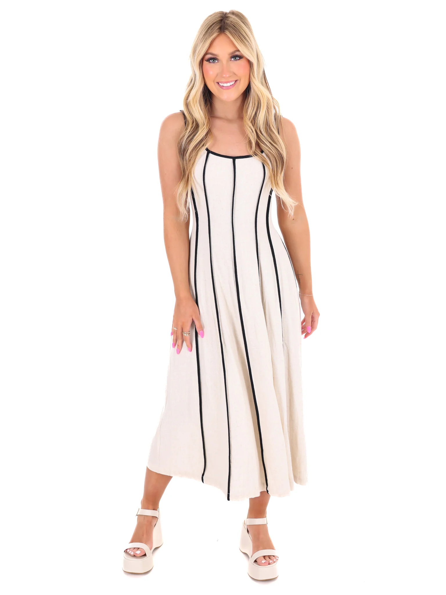 Truth or Dare Linen Midi Dress - Image 3