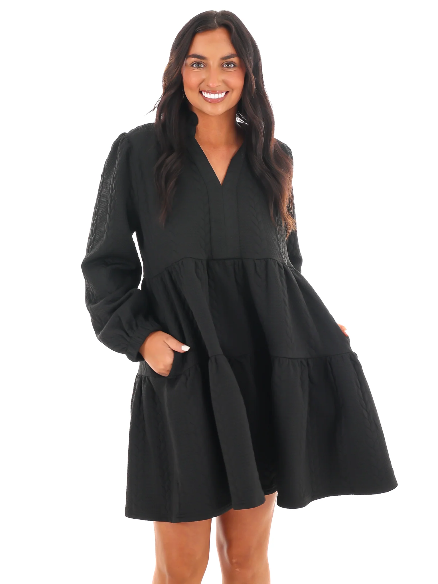 Twist of Texture Mini Dress - Image 7
