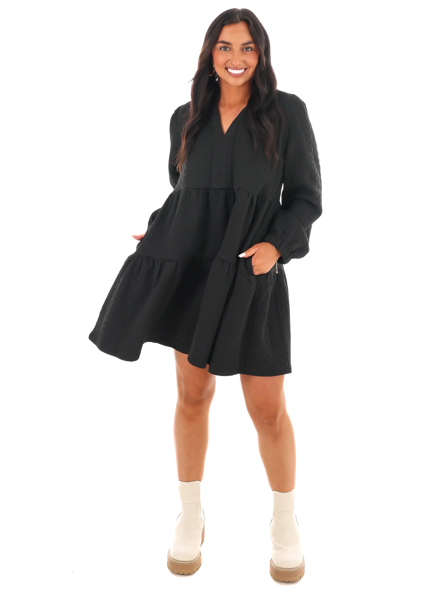 Twist of Texture Mini Dress - Image 8