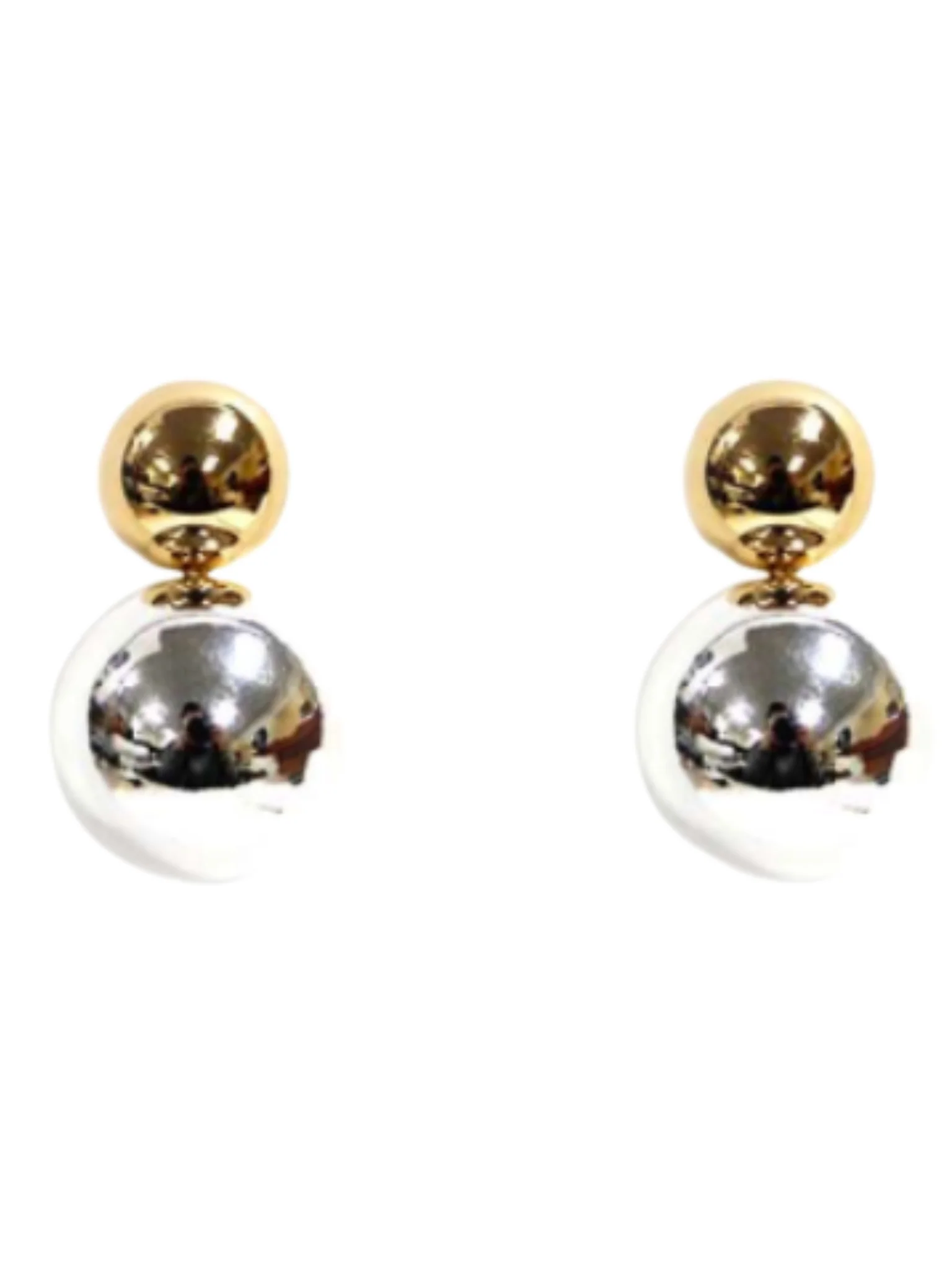 Two Tone Double Bead Earrings - Image 2