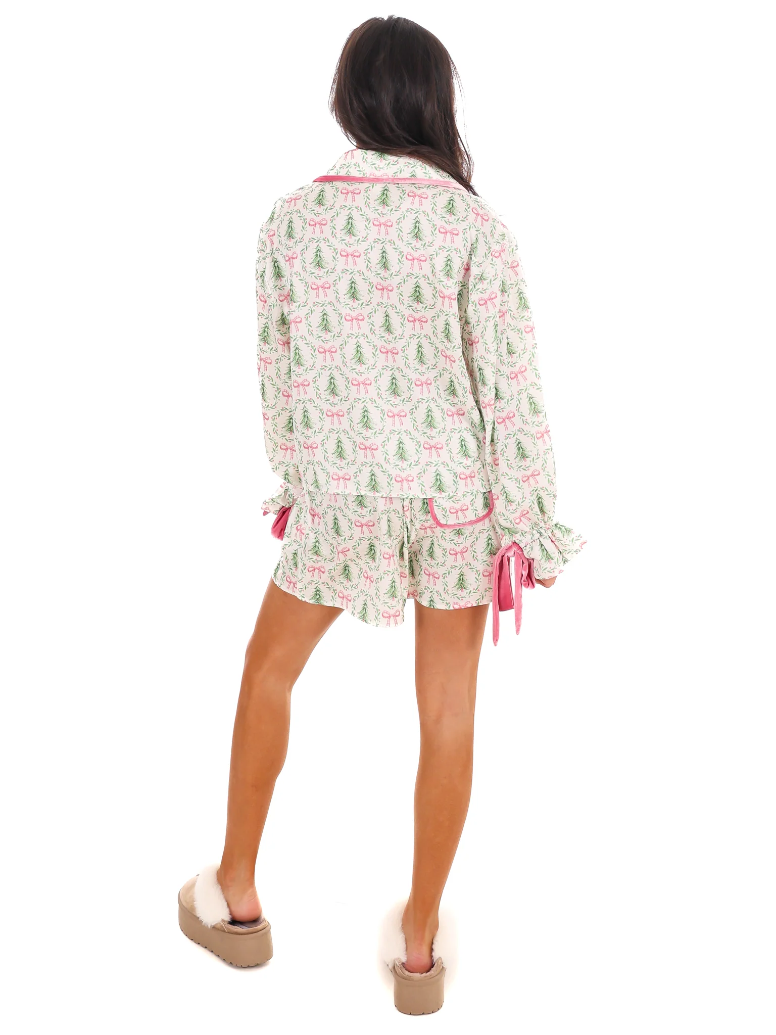 Under the Tree Satin Christmas Pajama Set - Image 10