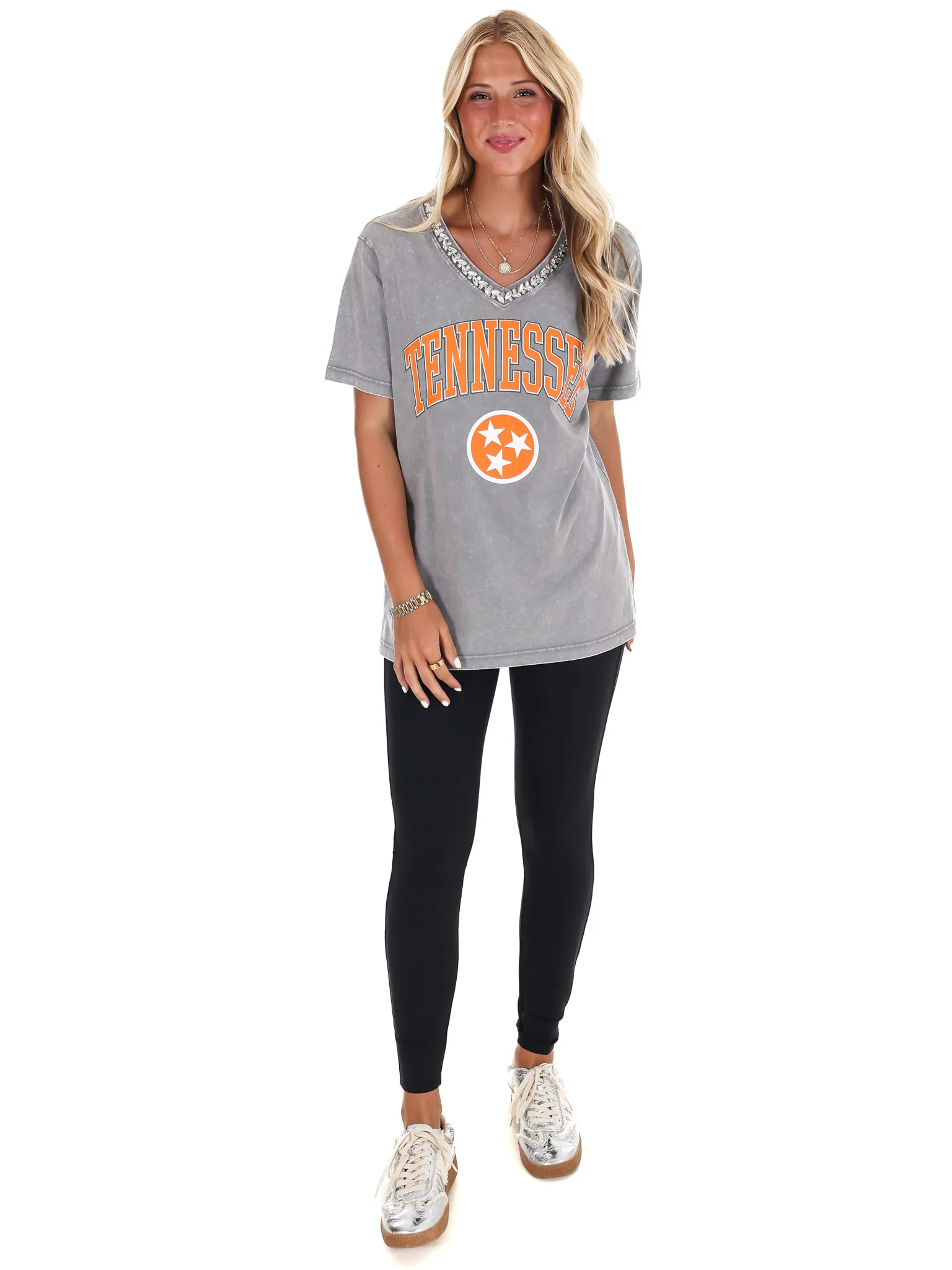 University of Tennessee Jeweled Rhinestone V-Neck Tee - Image 6