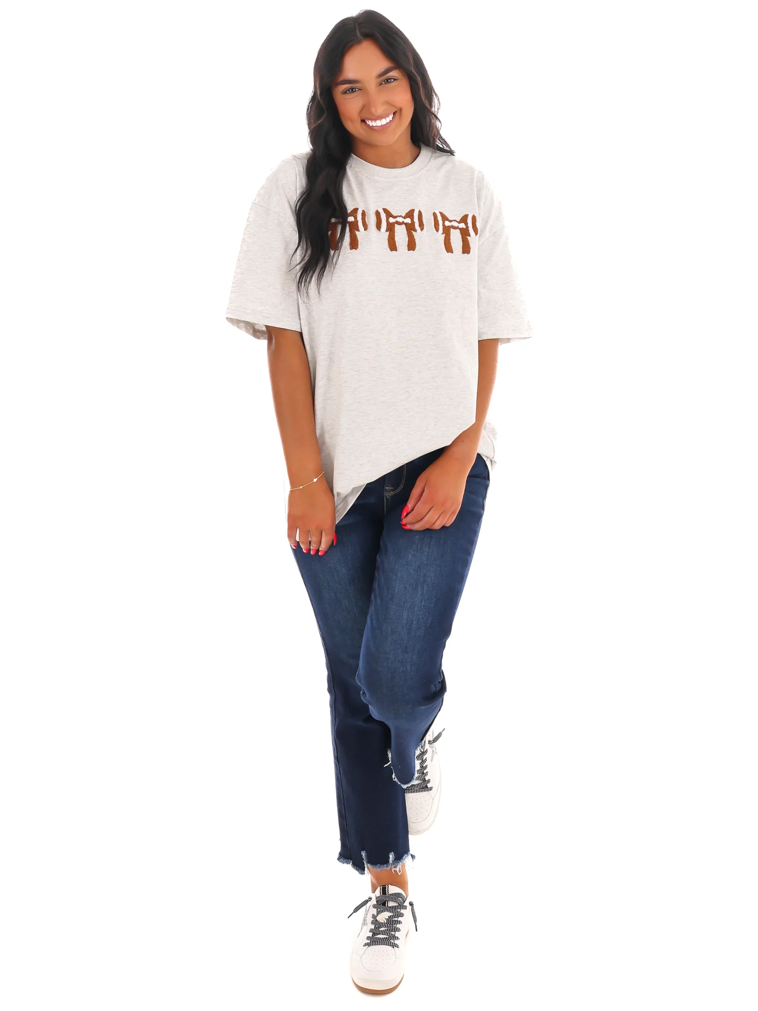 Football Bows Embroider Tee - Image 4