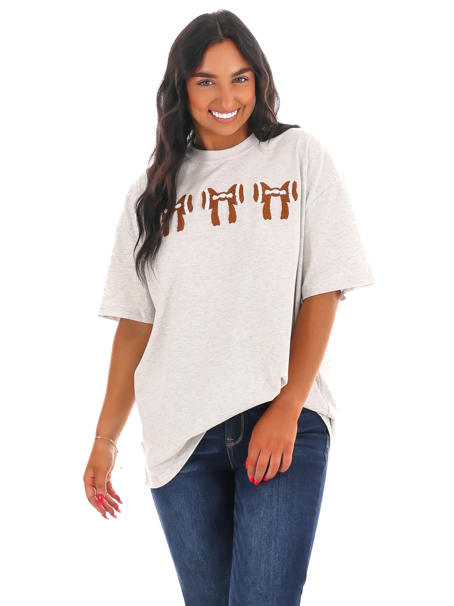 Football Bows Embroider Tee - Image 5