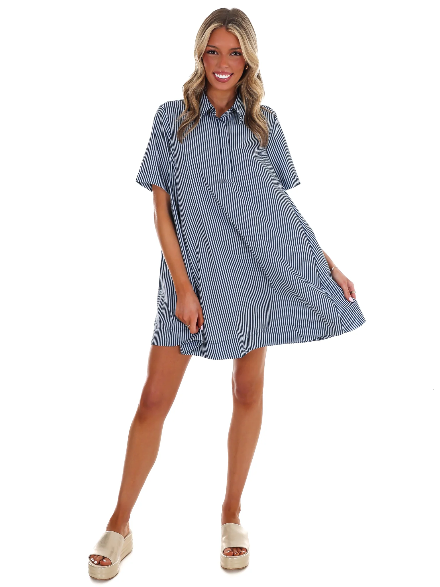 Up for Anything Striped Shirt Dress - Image 4