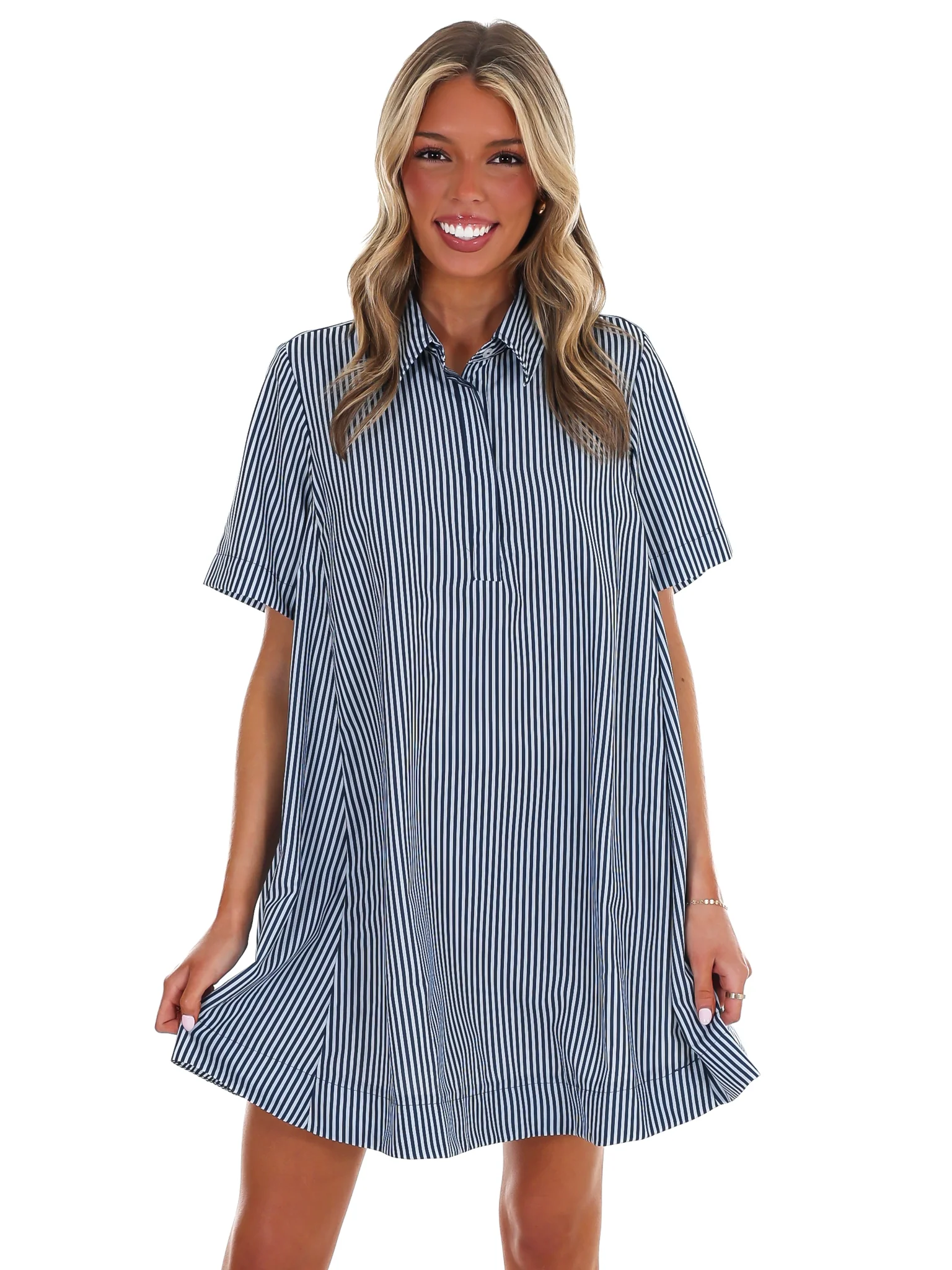 Up for Anything Striped Shirt Dress - Image 5