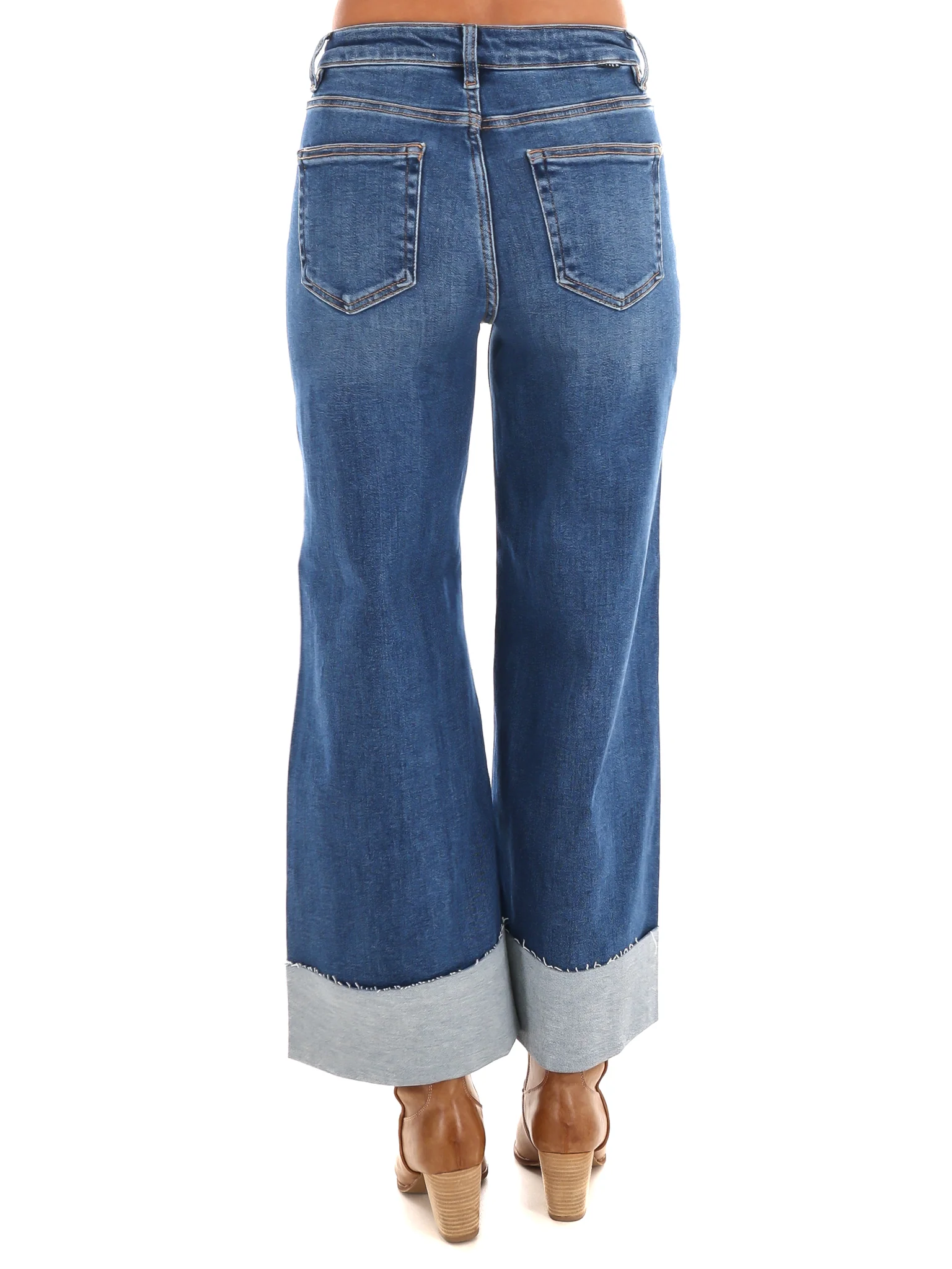 Uptown Fit High Rise Wide Leg Cuffed Jeans - Image 4