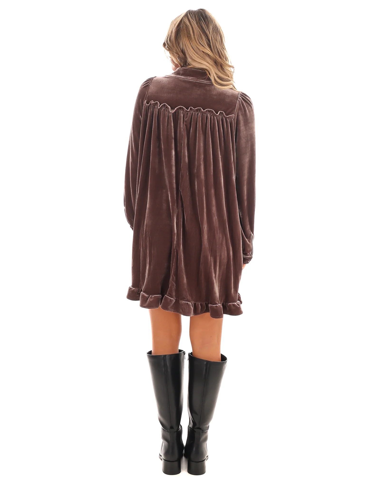 Velvet Kiss Ruffle Mini Dress - Image 14