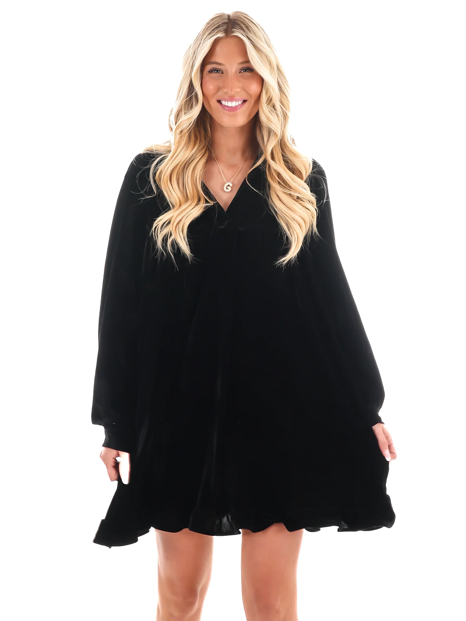Velvet Kiss Ruffle Mini Dress - Image 5